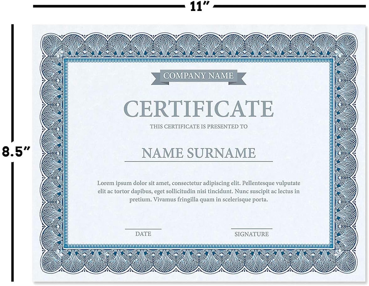 Elite Blue & Blue Parchment Certificate Papers - Pack of 25, Laser & Inkjet Printer Compatible, For Office, Business Awards, Graduation, School Diplomas, 8-1/2" x 11" on 70 lb. Text Stock