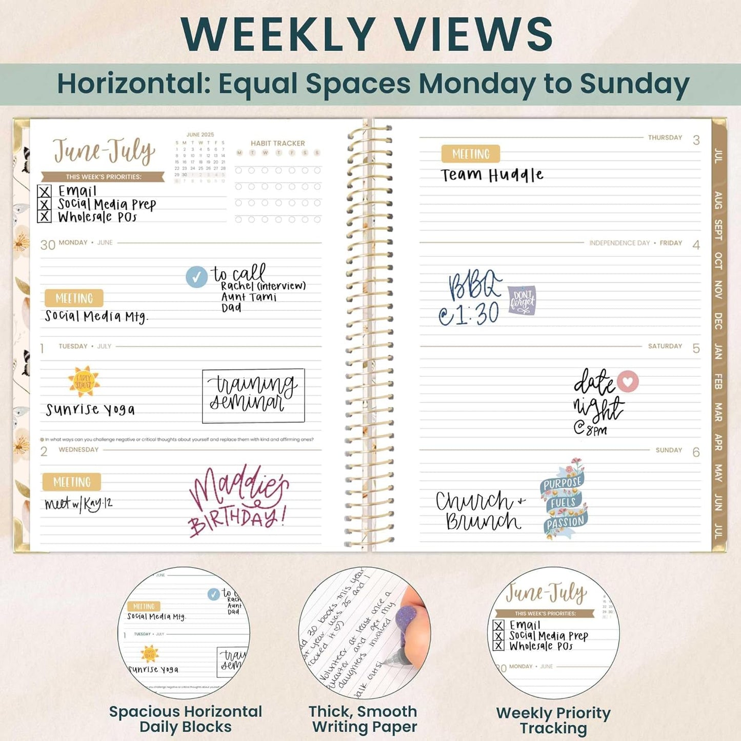 bloom daily planners HARDCOVER 2025-2026 (8.5" x 11") Academic Year Day Planner (July 2025 - July 2026) - Task Goal Organizer - Monthly & Weekly Inspirational Agenda Book - Butterfly Garden
