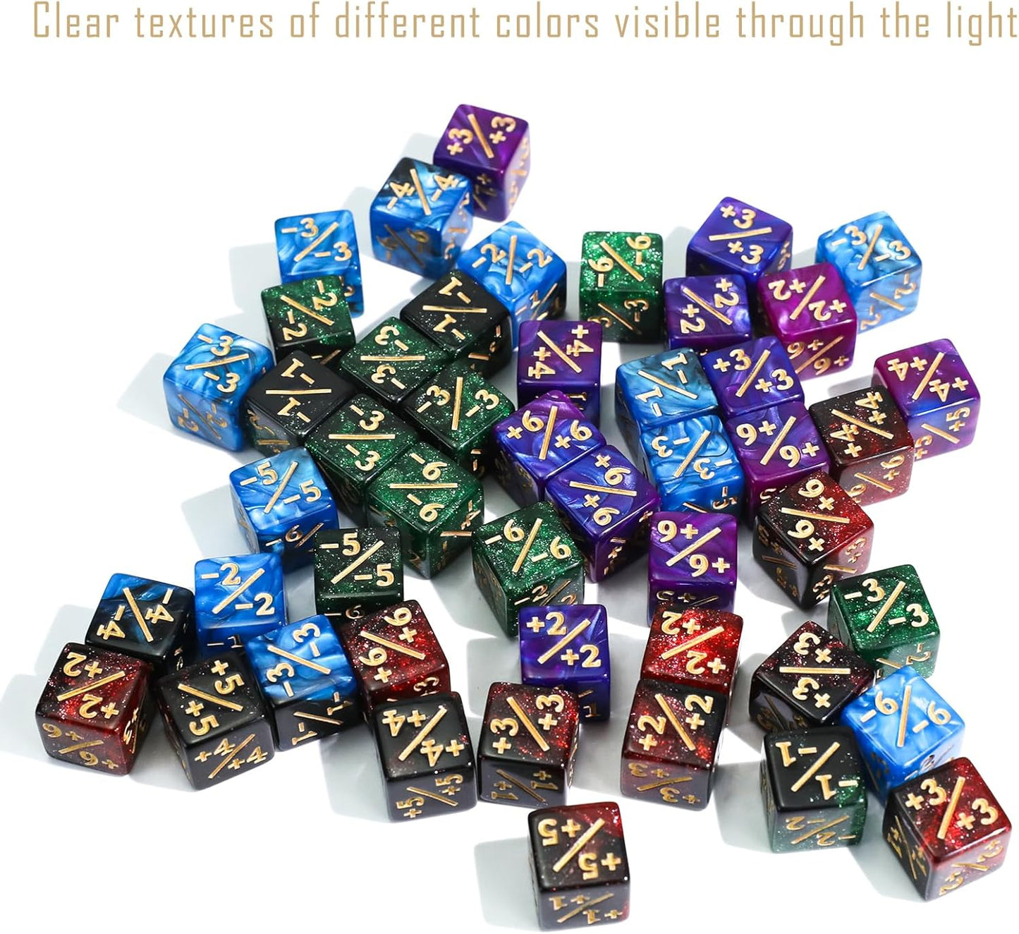 48PCS MTG Tokens & 12mm Dice Counter for Magic The Gatering, MTG Abilities Keyword Buff Tokens Life Counters 6 Sided Dice, Compatible with TCG Card Gaming Accessories CCG Creature Stats