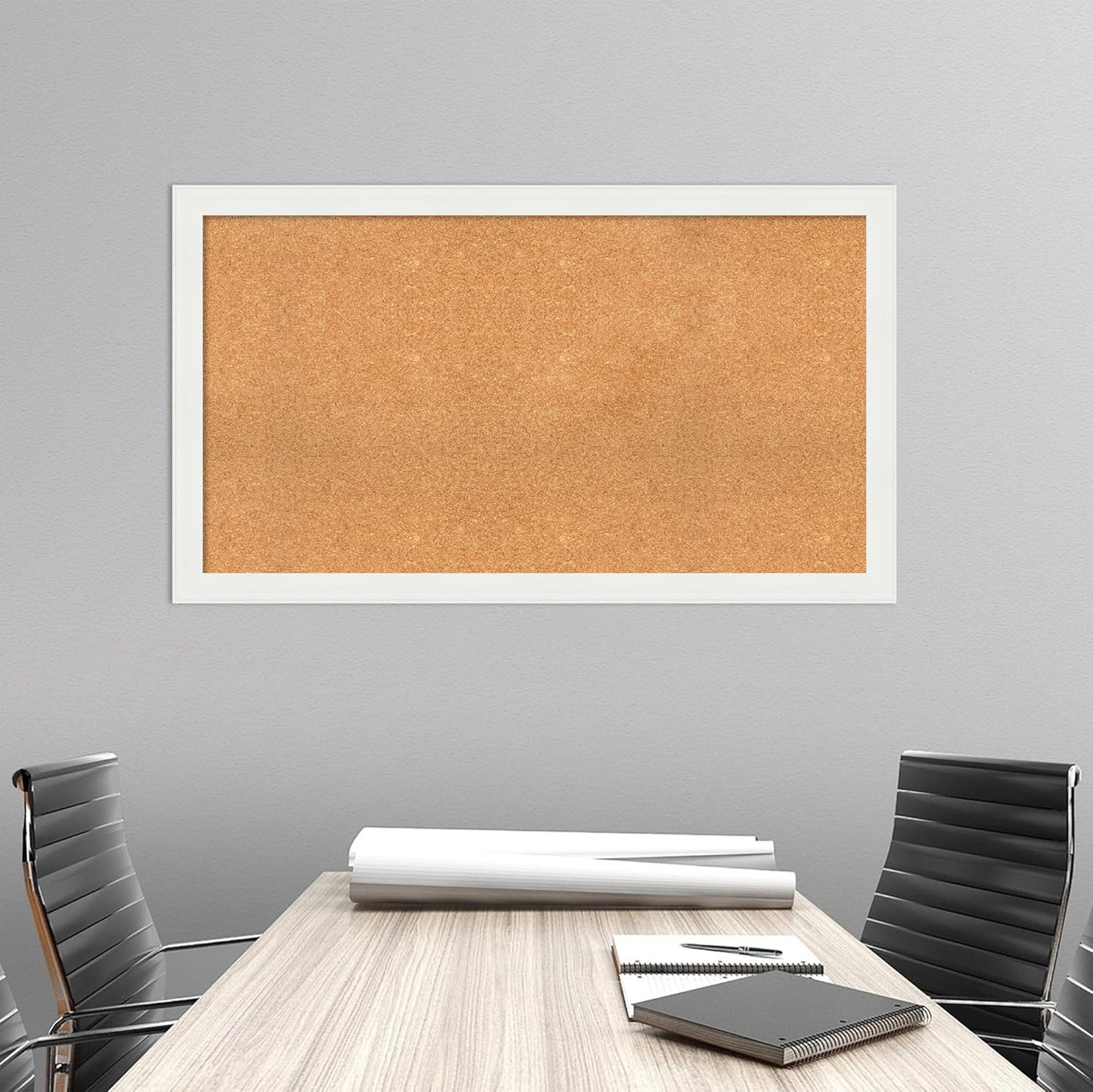 Amanti Art Natural Cork Board for Wall, 27x47 Vision Board with White Frame, Oversize Corkboard Office Decor for Home Organization, Casual Corkboard Pinboard to Display Items for Home Organization in
