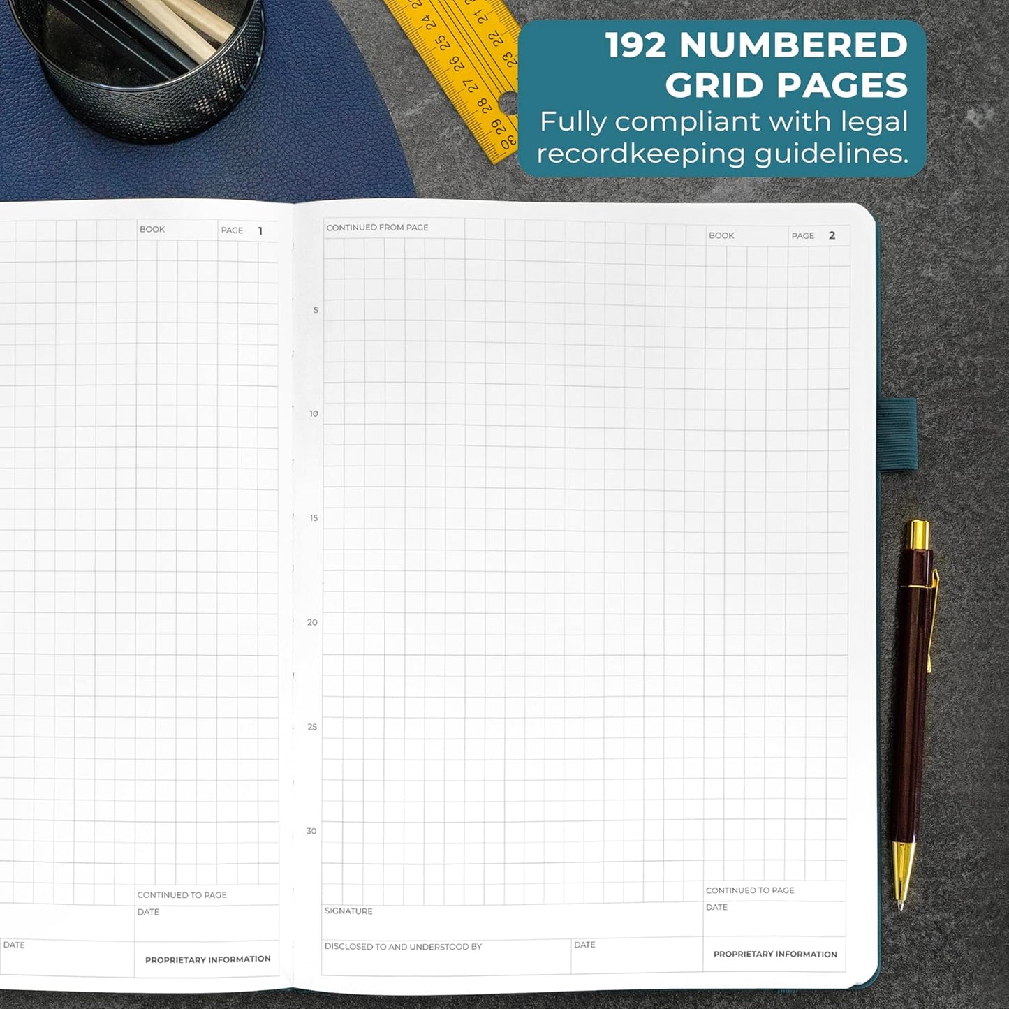 Clever Fox Engineering Notebook – Hardcover Grid Notebook with Numbered Pages, Table of Contents – Patent, Lab & Invention Journal for Engineers & STEM (Dark Teal)