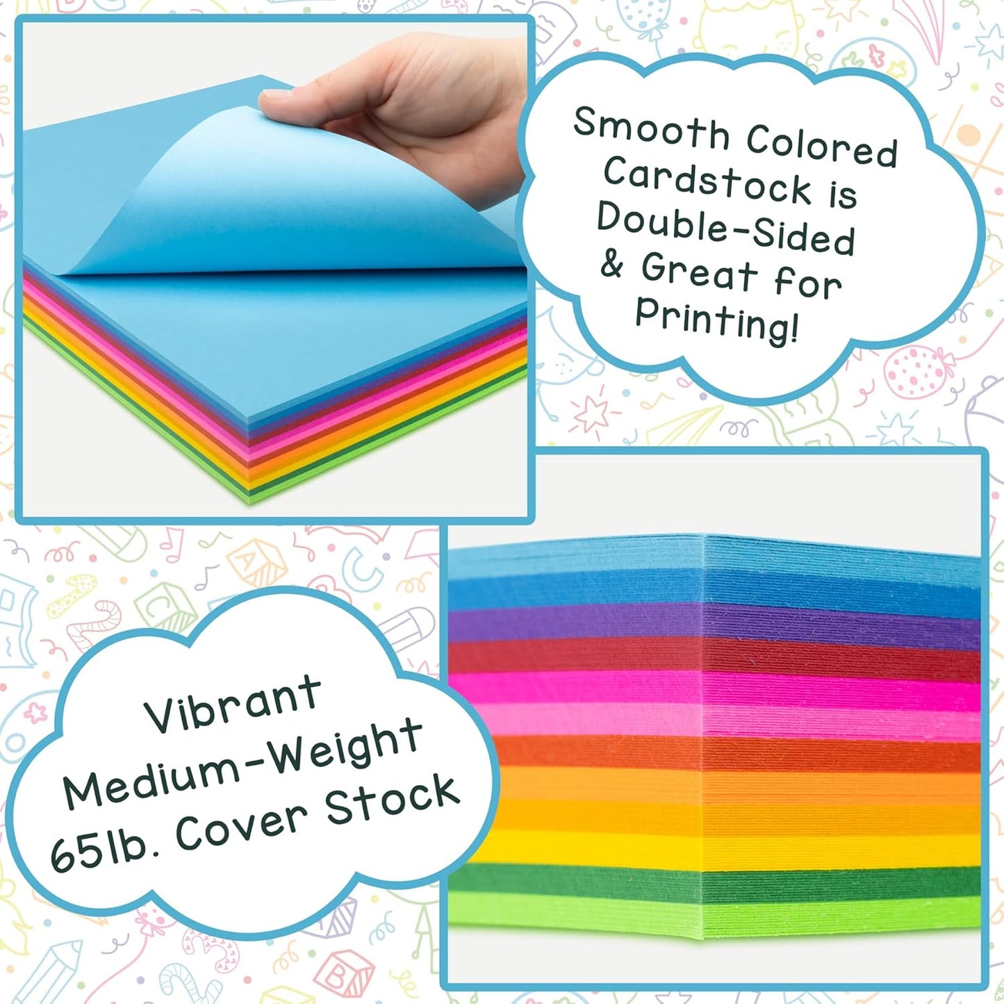Hygloss Bright Colored Cardstock - 11x17-Inch, 12 Assorted Colors, 144 Sheets, 65 lb/ 176 gsm, Fade-Resistant, Acid-Free Color Card Stock Paper