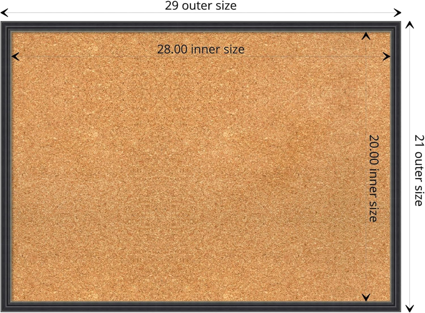 Amanti Art Natural Cork Board for Wall, 21x29 Vision Board with Black Wood Frame, Medium Corkboard Office Decor for Home Organization, Traditional Corkboard Pinboard to display items for home