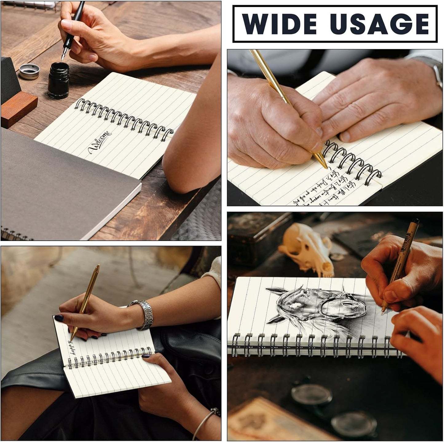 Jutom 200 Pcs Small Spiral Notebooks Memo Pads 3x5 Bulk Small Pocket Notebooks Mini Notepads with Lined Pages Mini Journals for Office Back to School Work Writing Supplies, 120 Pages (Black)