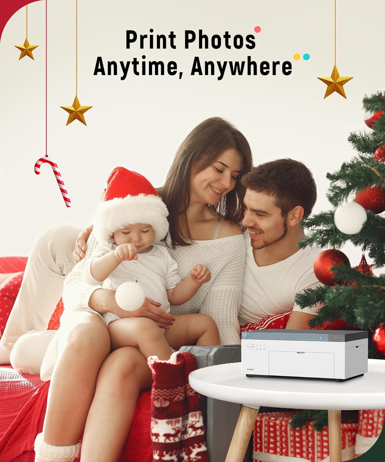 Liene M100 4x6'' Photo Printer Bundle (180 pcs +5 Ink Cartridges), Wi-Fi Picture Printer for iPhone, Android, Smartphone, Computer, Dye-Sublimation, Portable for Home Use