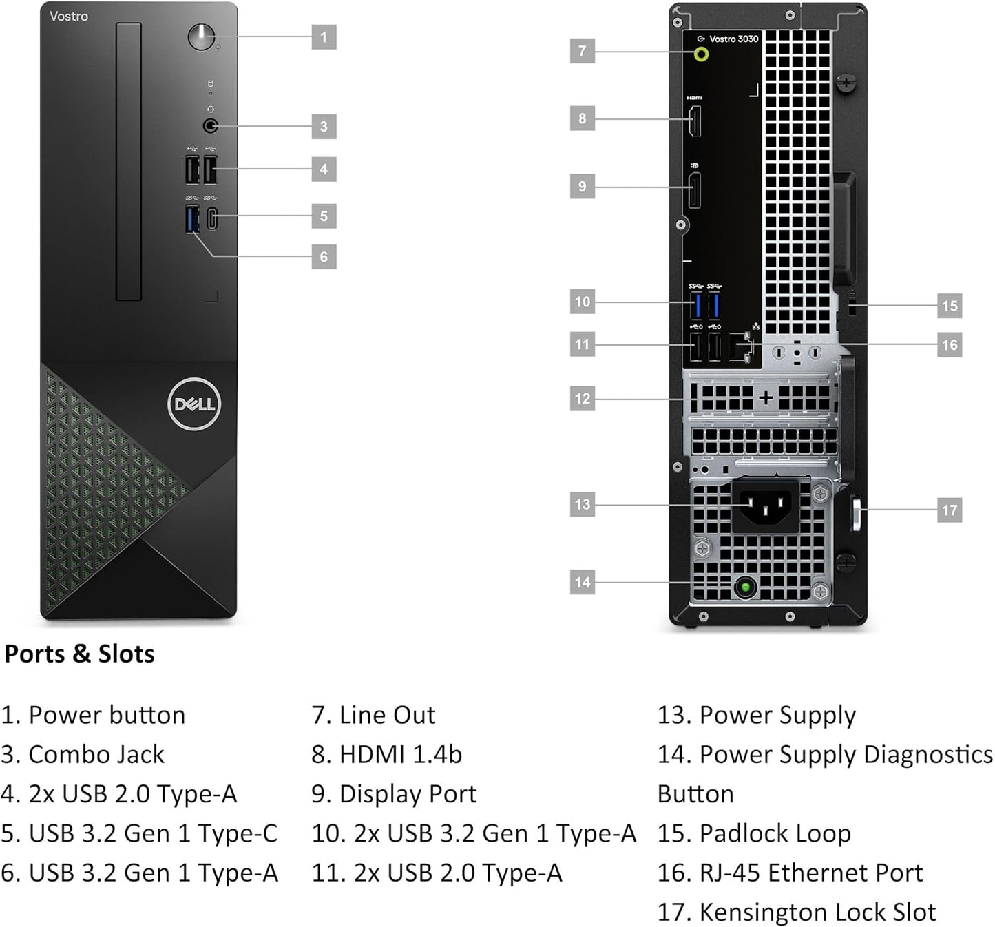 Dell Vostro 3030s Small Desktop SFF Business Computer, 14th Gen Intel 10-Core i5-14400 (Beat i7-13620H), 16GB DDR5 RAM, 512GB PCIe SSD, WiFi 6, Bluetooth, Type-C, DisplayPort, HDMI, Windows 11 Pro