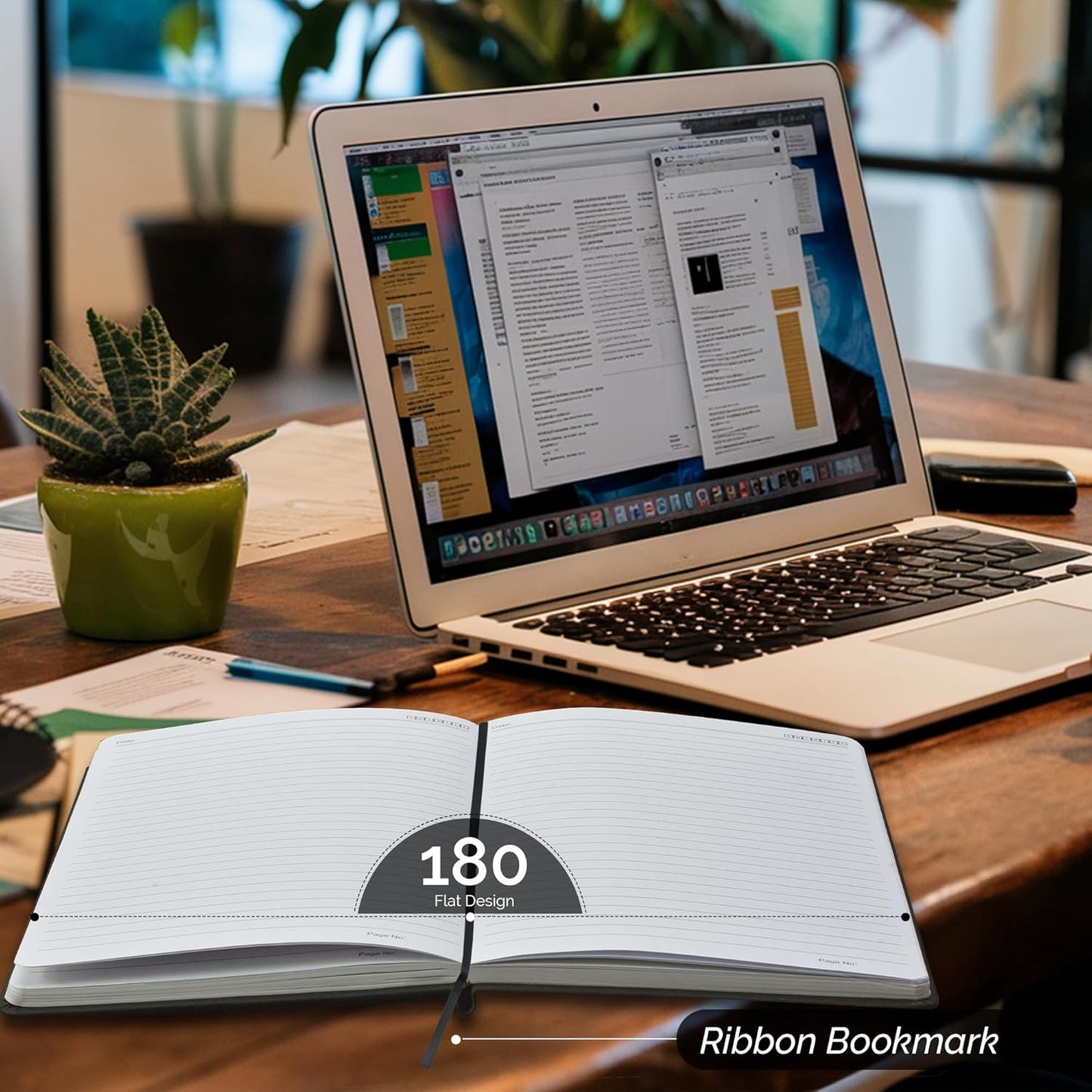 Nextnoid Hardcover Lined Journal Notebook - 120 GSM Thick Paper, Medium A5-256 Pages - Perfect For Writing, Journaling and Note-Taking (Green, Ruled)