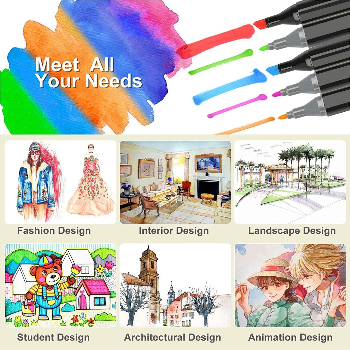 262 Colors Alcohol Markers Artist Drawing Art Dual Tip Markers Perfect for Kids Boys Girls Students Adult