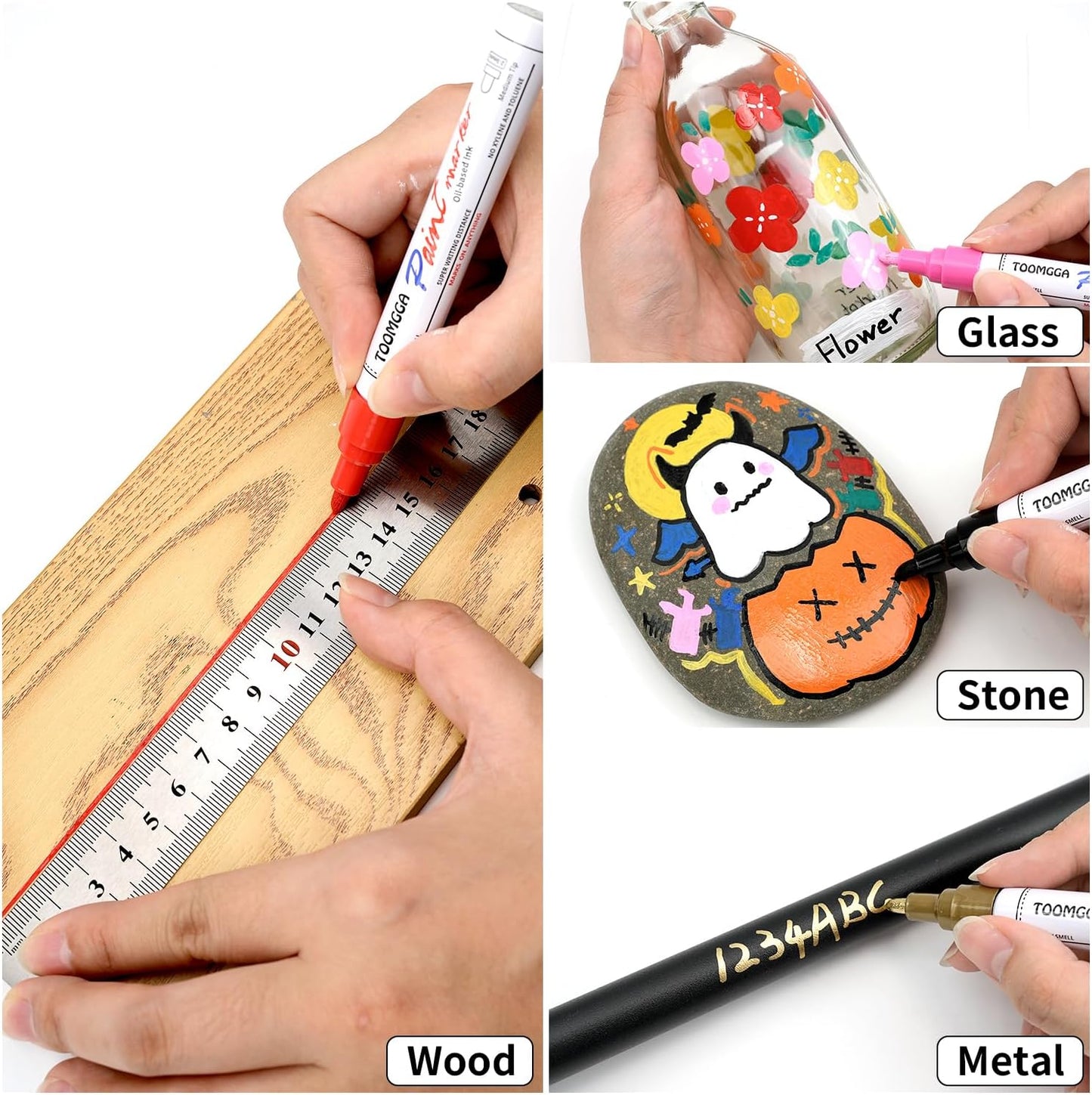 Permanent Paint Pens Blue Paint Markers 8 Pack Oil Based Markers, Quick Drying and Waterproof Marker Pen, Car Tire, Metal, Rock Painting, Wood, Plastic, Canvas, Craft Supplies for Adults