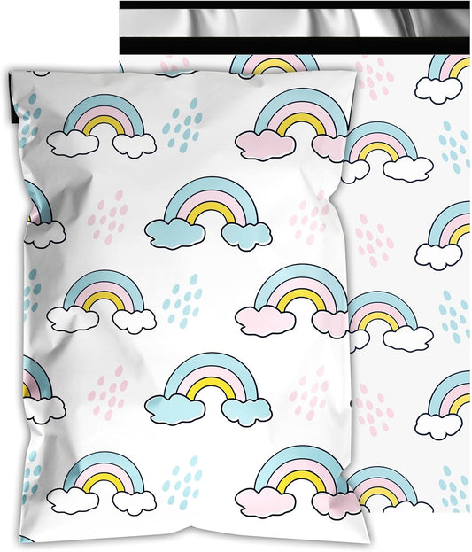 Poly Mailers 10x13 Inch 25 Pcs - Rainbow Printed Shipping Bags, 2.4mil Thickness, Waterproof and Tear Resistant Mailing Envelopes, Self-Sealing Packaging Bags for Small Business
