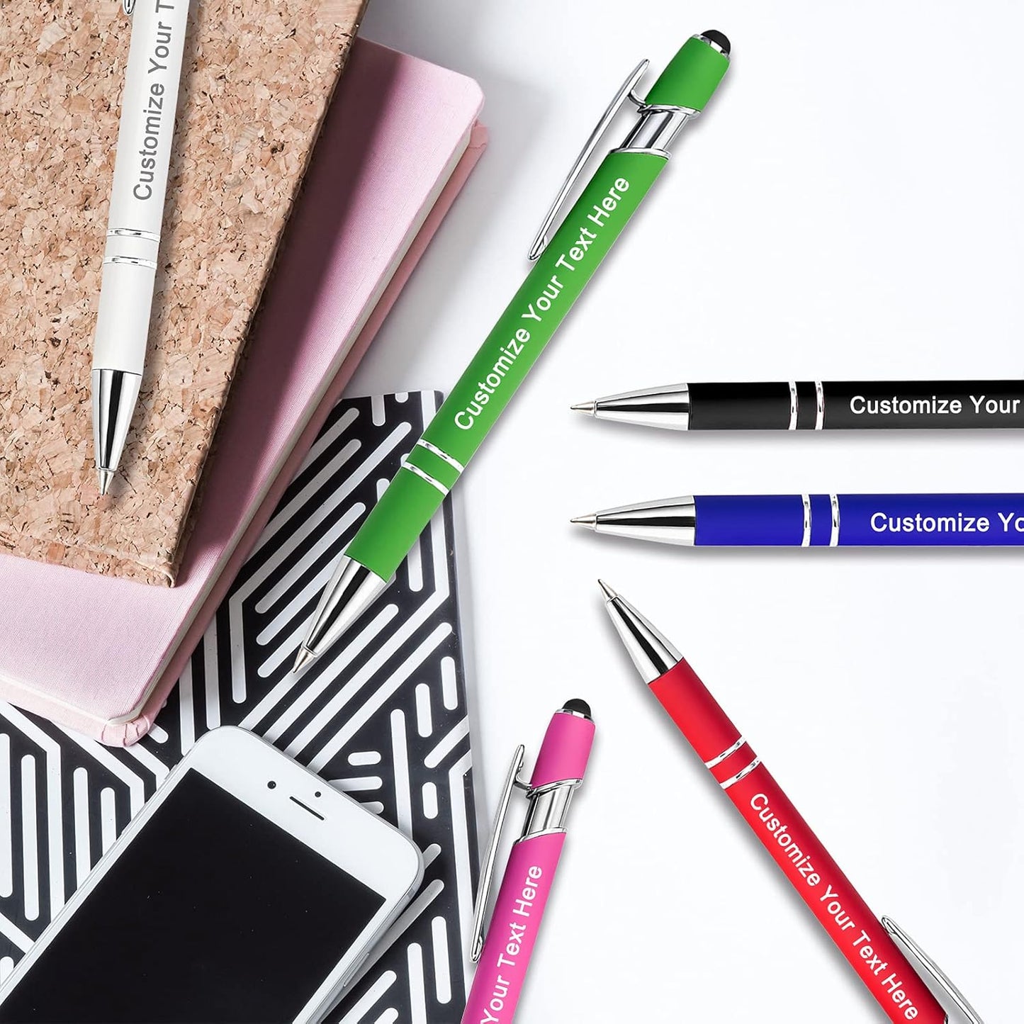 Max 500 Pcs Personalized Pens Bulk, Custom Pens with Free Engraving, Customized Stylus Tip Ballpoint Pen with Your Name Massage Text for School Office Business Graduation Anniversaries-400 Packs
