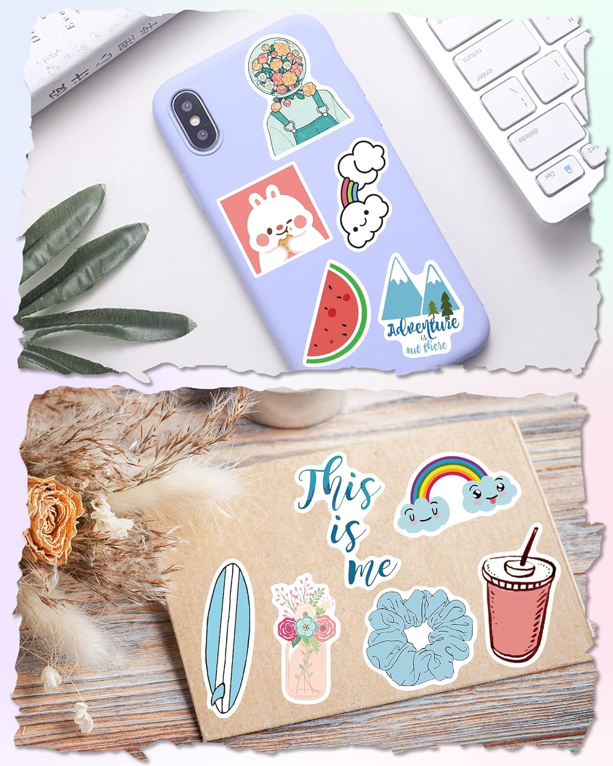 Sticker for Water Bottles, 300 Pcs/Pack Cute Vinyl Waterproof Vsco Laptop Stickers for School Students Gifts Classroom Teachers Prizes Stickers for Kids Teens Girls