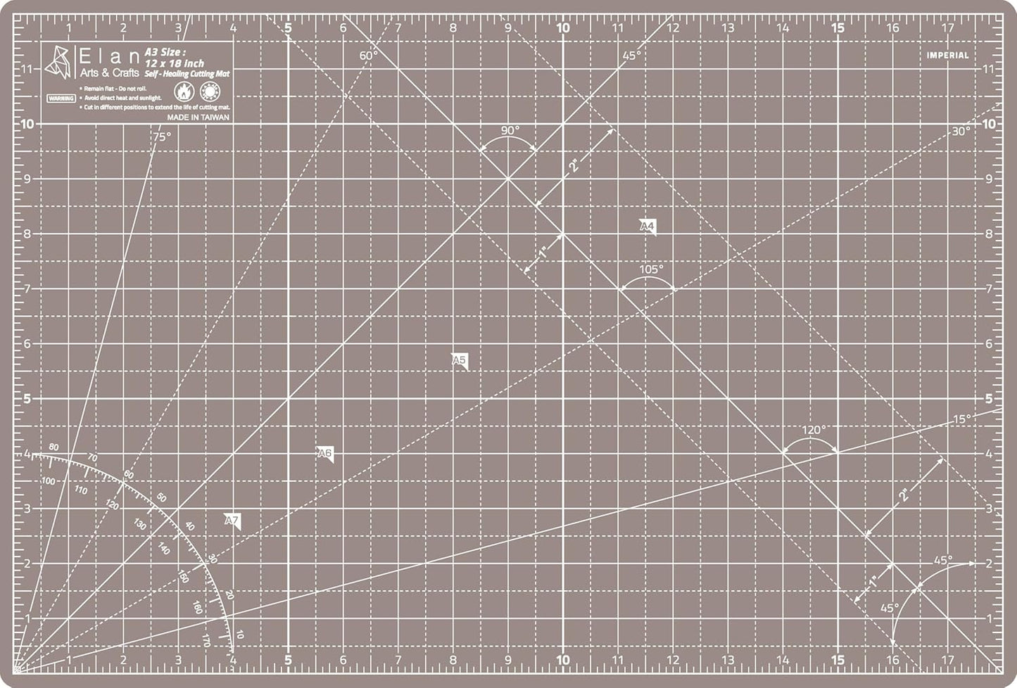 Elan Cutting Mat A3 Black & Taupe, Self Healing Cutting Mat 12x18 Inch, 5-Ply Craft Board Black, Hobby Board for Crafts 12x18 Inch