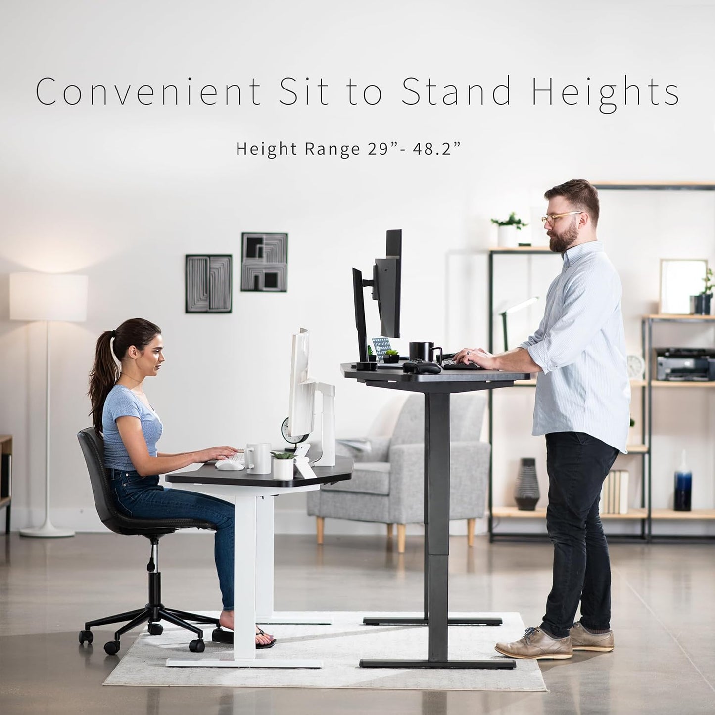 VIVO Electric 63 x 32 in Standing Desk, Memory Height Adjustment, 1B Series, Dark Gray Top Black Frame, DESK-KIT-1B1G