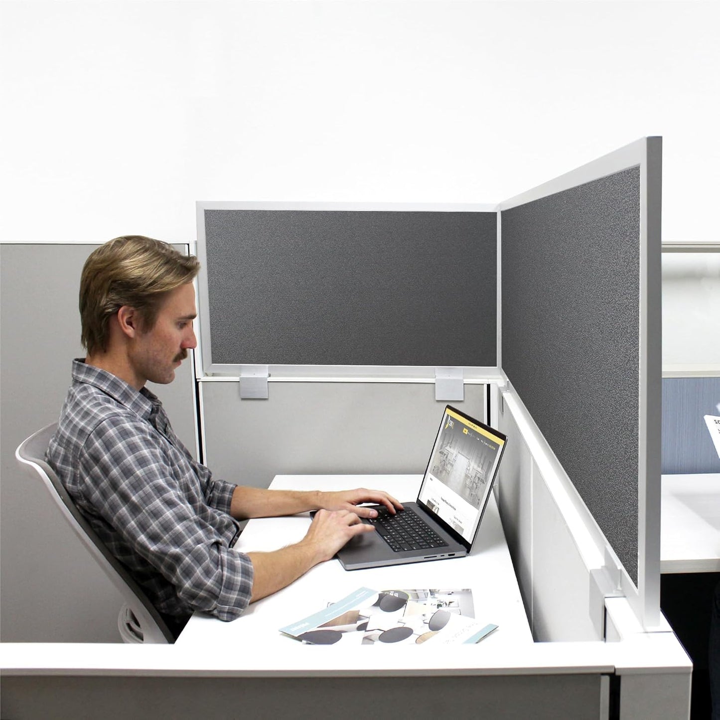 OBEX Acoustical Cubicle Privacy Screen Extender Desk Panel & Office Divider, Add Separation & Block Noise, 18" x 30", Graphite