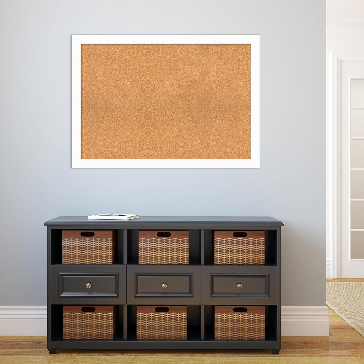 Amanti Art Natural Cork Board for Wall, 29x41 Vision Board with White Frame, Large Corkboard Office Decor for Home Organization, Casual Corkboard Pinboard to Display Items for Home Organization in