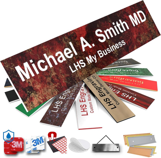 Engraved Door Signs for Office Personalized Rustico Granite Plastic Door Plaque White Letters - Made in USA 2x4 S2