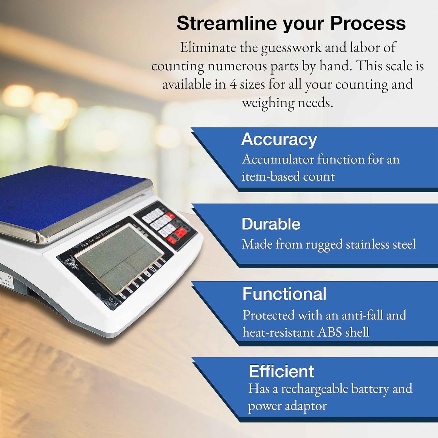 Industrial Counting Scale Digital Scale for Parts and Coins kg/g/lb Electronic Gram Scale Inventory Counting Scale Industrial Parts Coins Piece Counting Scale (30kg/66lb, 1g)
