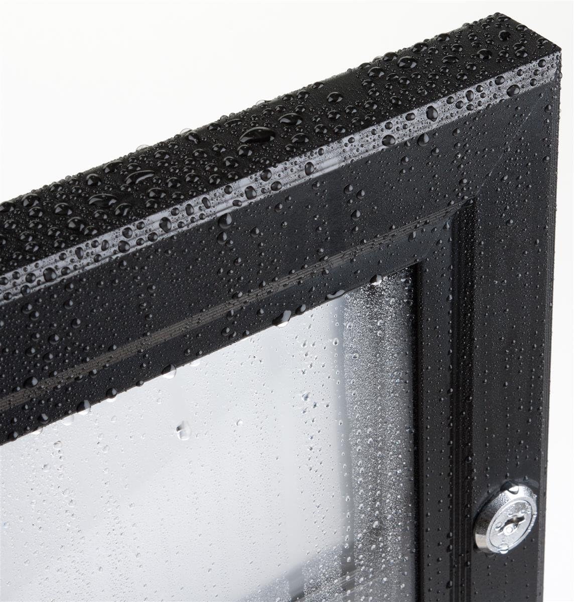 Weather Resistant Bulletin Board with Swing-Open Locking Door, Wall Mounted Notice Board with Magnetic Display Surface, for Indoor or Outdoor Use, Aluminum (Black)