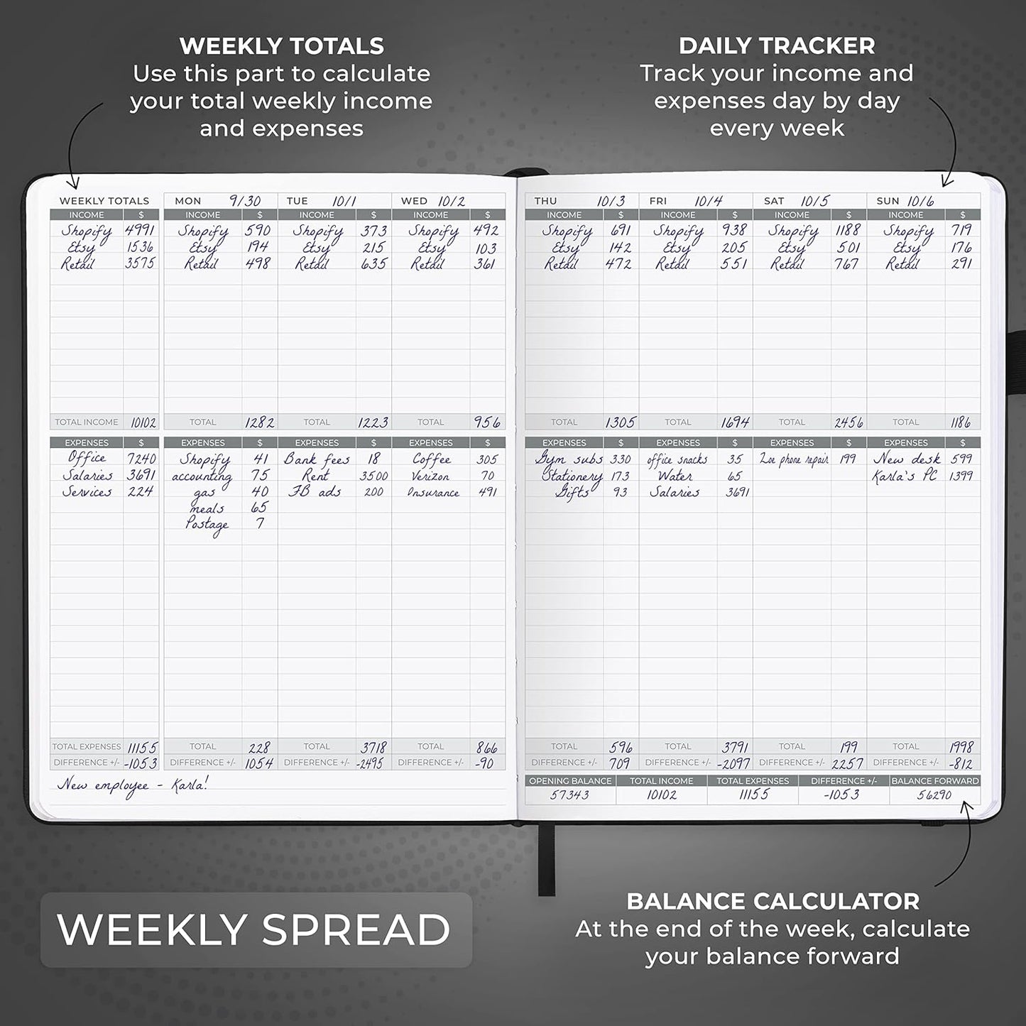 Clever Fox Income & Expense Tracker Large – Accounting & Bookkeeping Ledger Book for Small Business – 2-Year Record Notebook, A4 (Black)