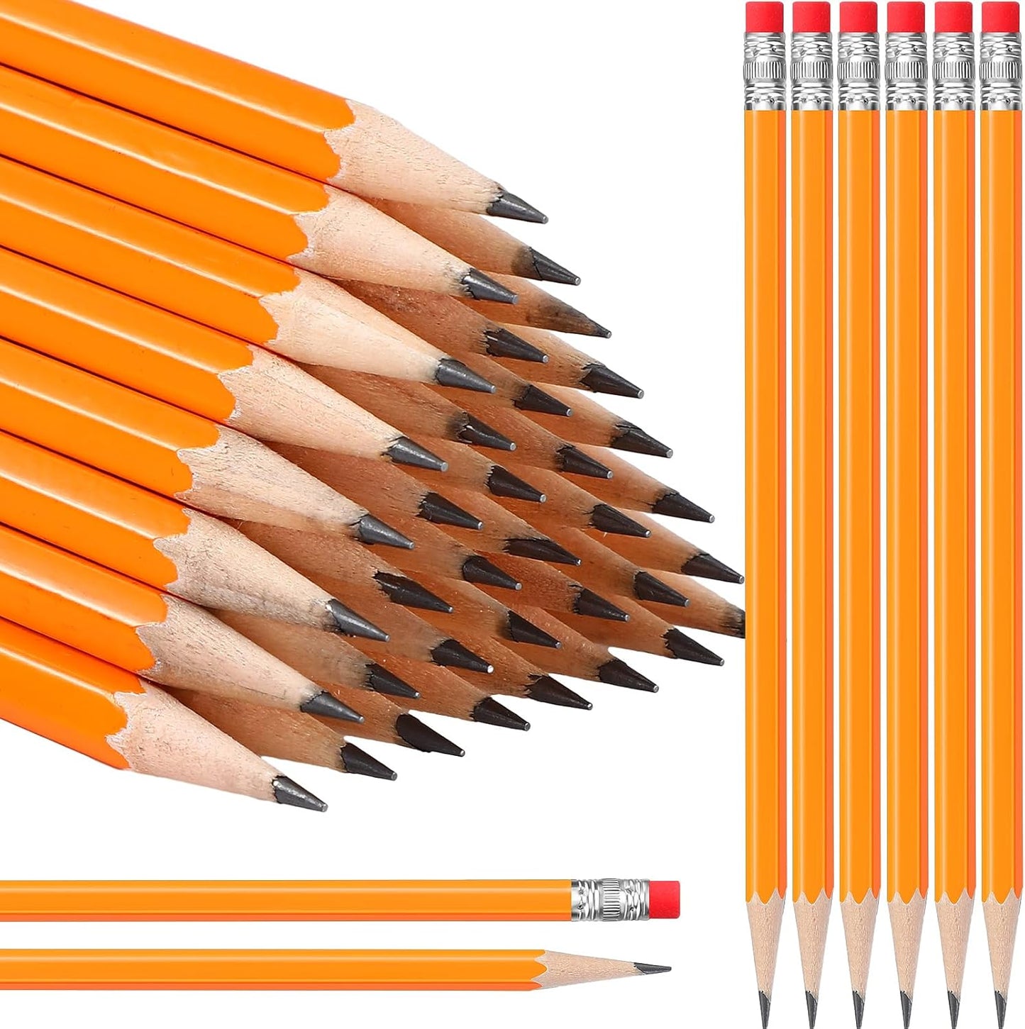 TecUnite 120 Pcs #2 HB Pencils with Eraser No 2 Unsharpened Wooden Hexagonal Pencils for Adults Gifts for School Exam art Learning Office Sketching(Yellow)