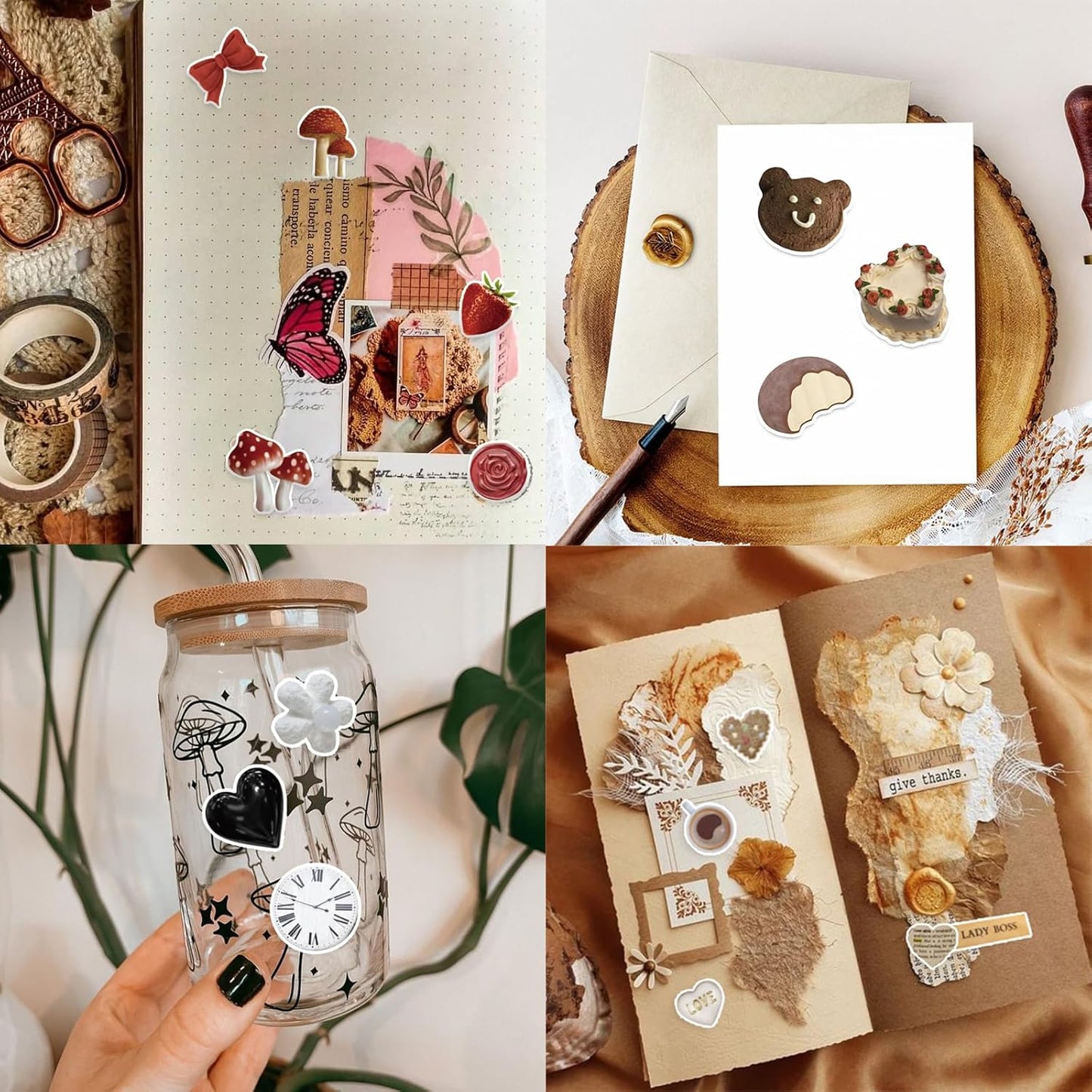 480 Pcs Vintage Aesthetic Stickers for Scrapbooks Laptop Water Bottles Skateboard Notebooks Phone Kindle, Cute Vinyl Stickers for for Kids Teens Adults Girls