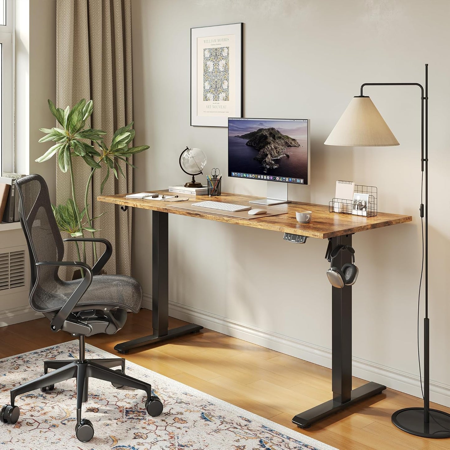 Agilestic Electric Standing Desk 40 x 24 Inches, Height Adjustable Desk, Sit Stand up for Work Office Home, Ergonomic Rising Computer Table with Memory Preset, Rustic Brown