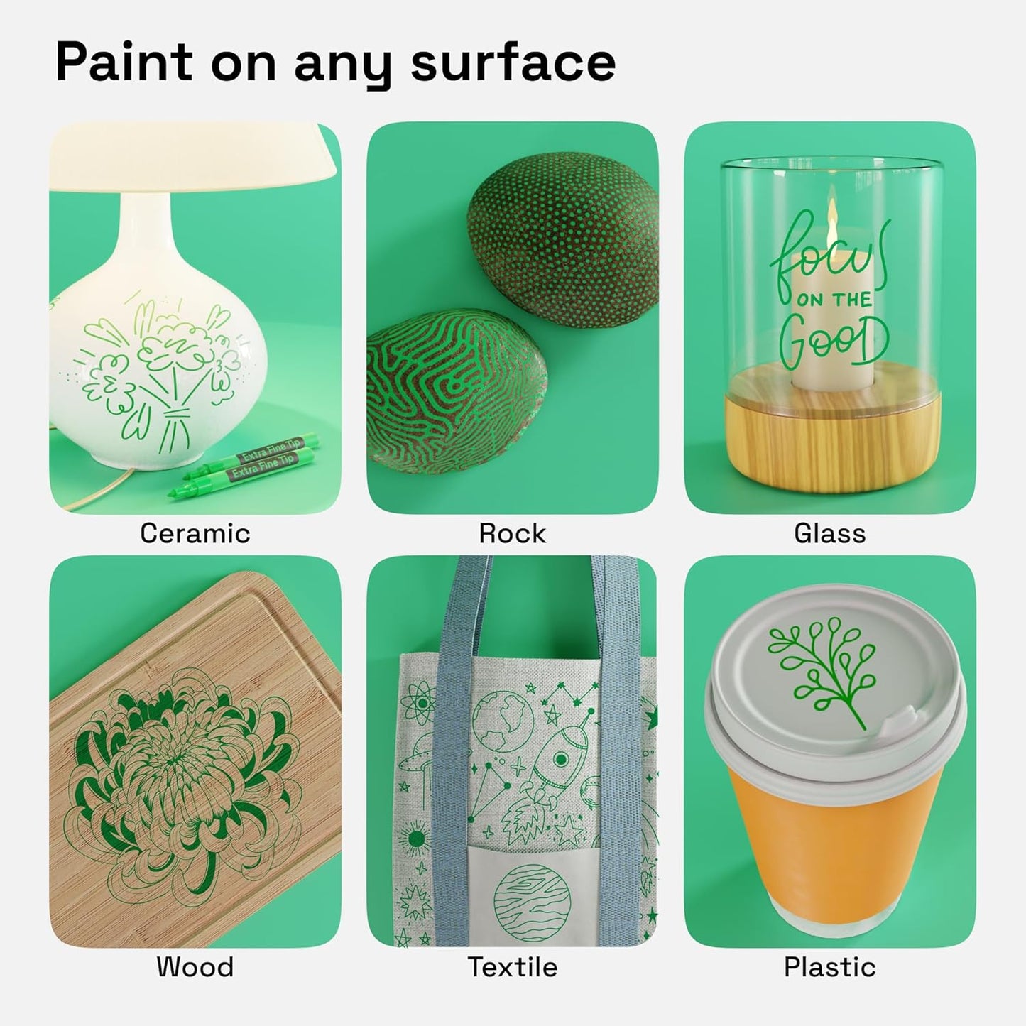 ARTISTRO 2 Green Acrylic Paint Markers - 0.7mm Extra Fine-Tip Paint Pens - Perfect for Crafting, Art Projects, & More