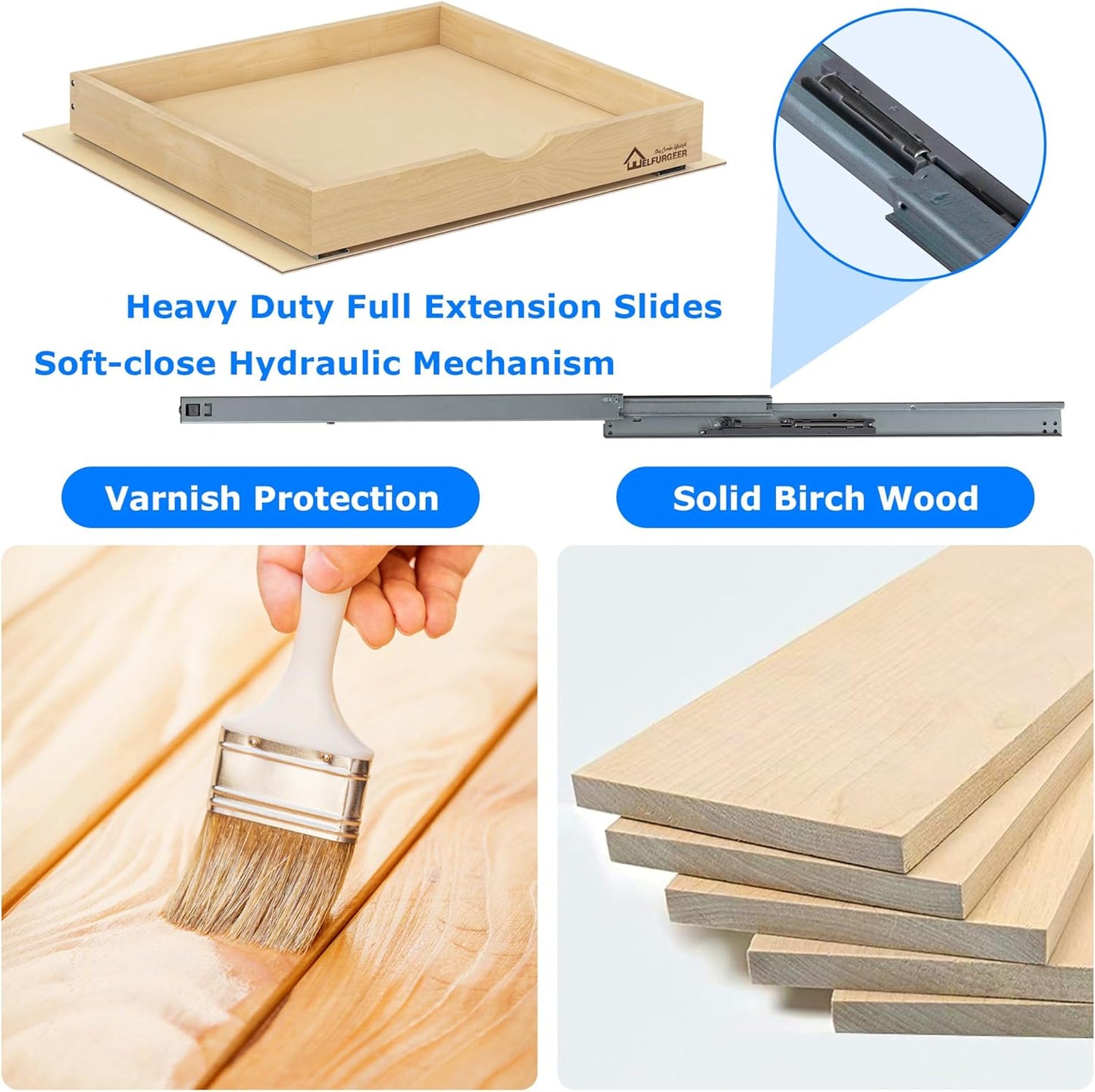 WelFurGeer Soft Close Pull Out Drawers for Cabinets, 14" W x 22" D Pull Out Cabinet Drawer with Heavy Duty Slides, Pull Out Cabinet Organizer, Cabinet Roll Out Drawers, Pull-Out Home Organizers