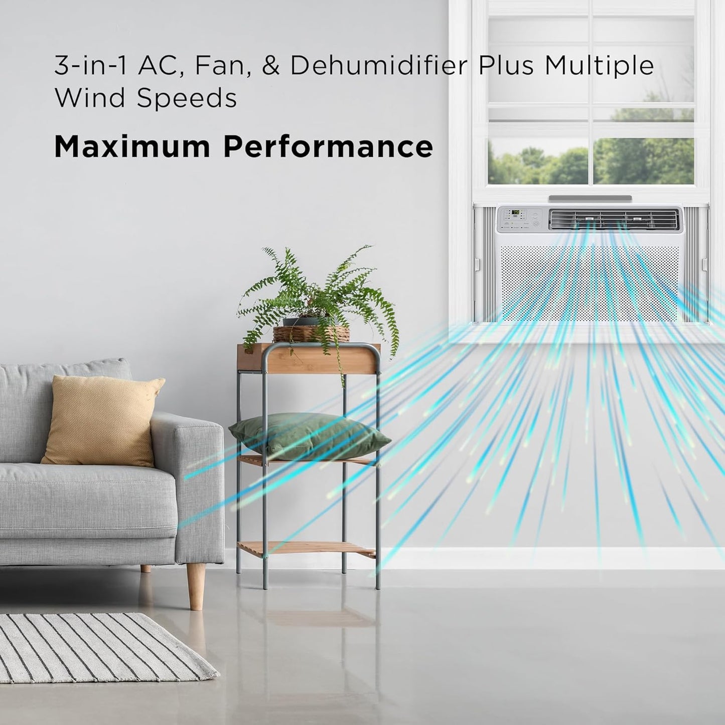 TCL H8W35W 8,000 8000 BTU Smart Window Air Conditioner, Fan & Dehumidifier, 350 Sq. Ft, Remote Control, Compatible with Alexa/Google Assistant, White