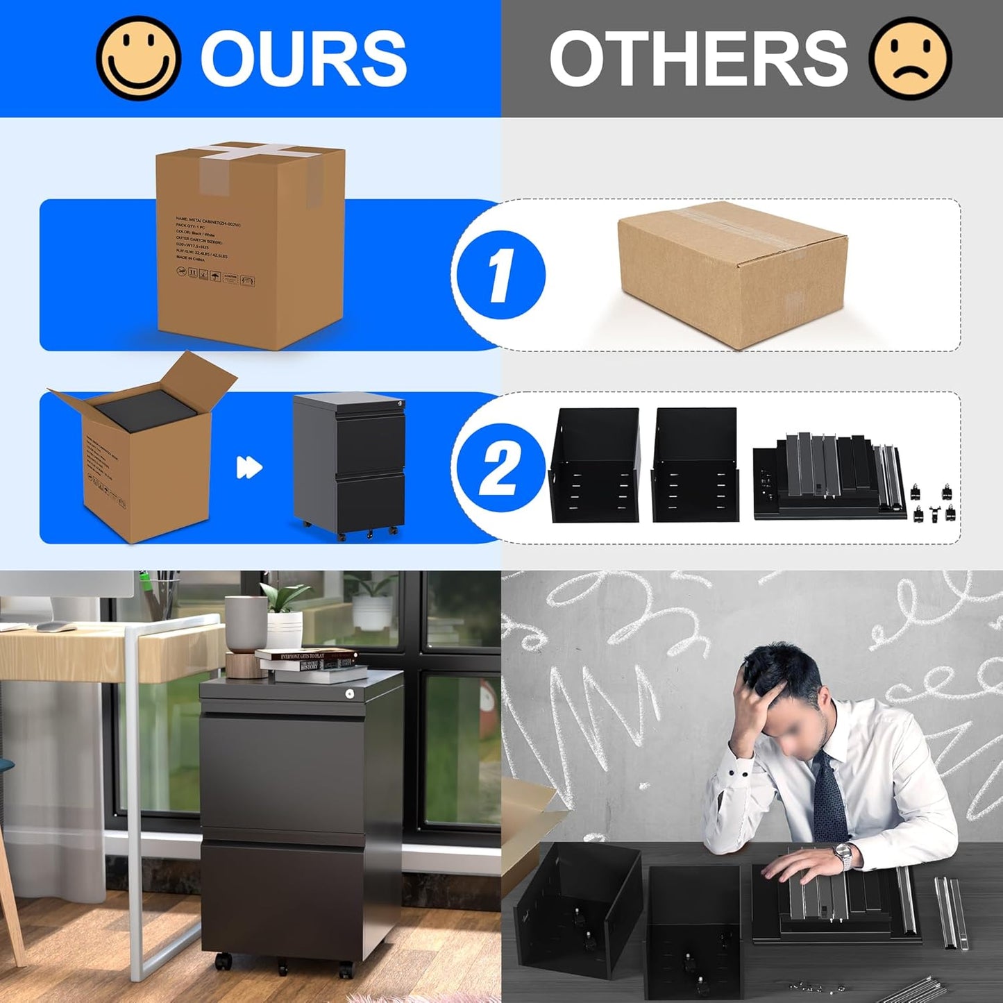 METAN 2 Drawer Vertical File Cabinet with Lock, Mobile Metal Filing Cabinet for Legal/Letter Size, Office Storage File Cabinet Under Desk, Fully Assembled Except Wheels, Black
