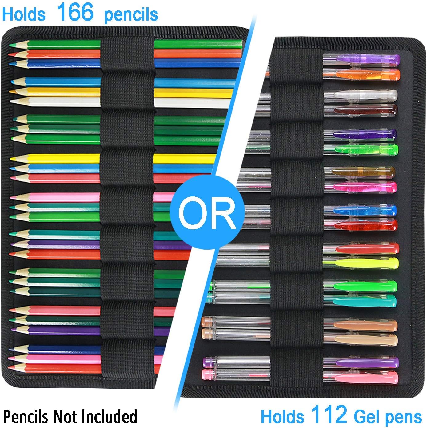 YOUSHARES Colored Pencil Case 166 Slots Pen Case Organizer With Handy Wrap & Zipper, Multilayer Holder for Prismacolor Colored Pencils & Gel Pen (Ice-Cream)
