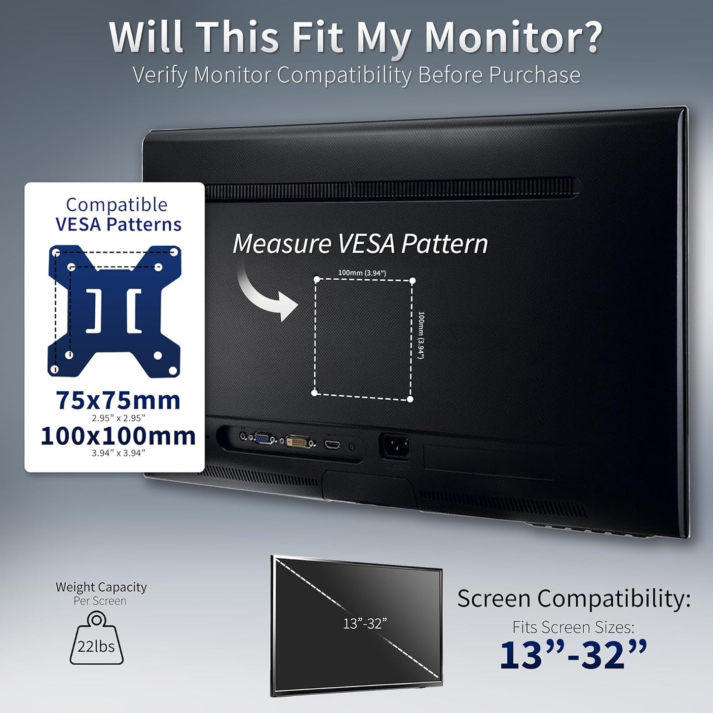 VIVO Dual Monitor Desk Mount, Heavy Duty Fully Adjustable Stand, Fits 2 LCD LED Screens up to 32 inches, White, STAND-V032W
