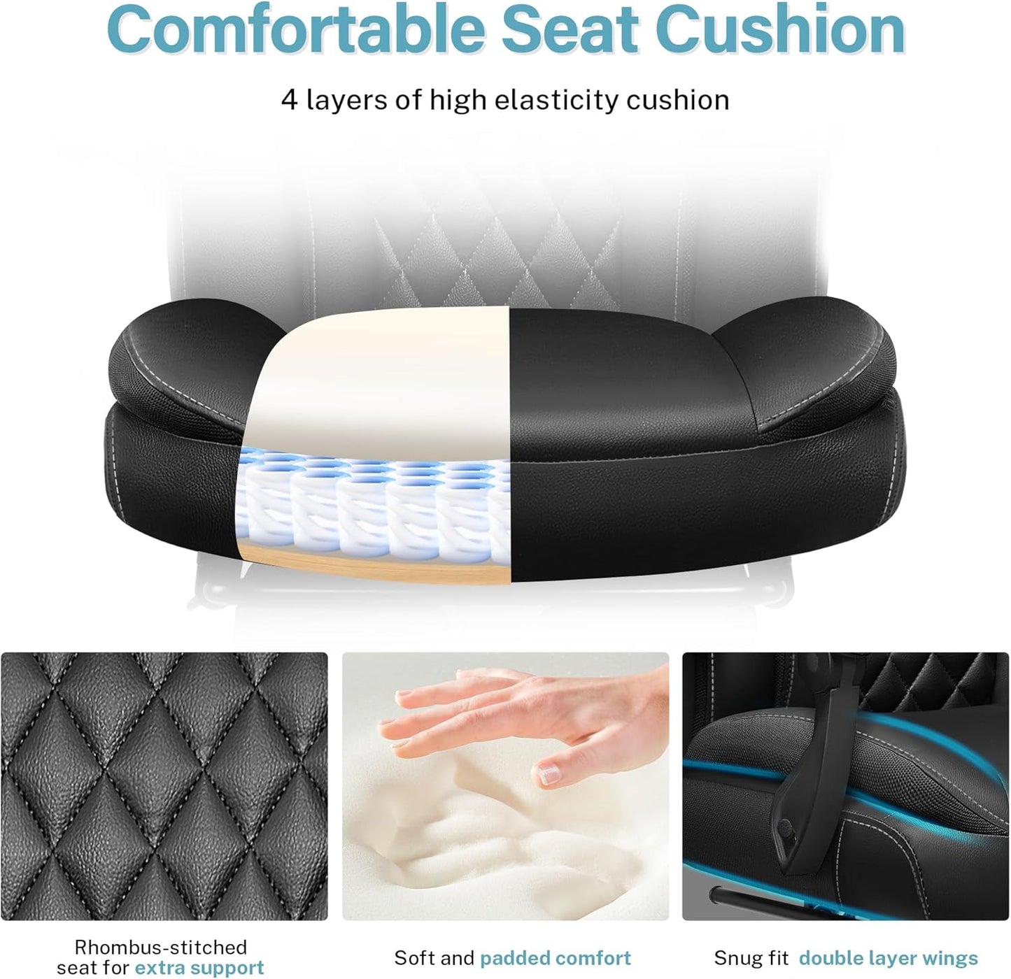 Executive Leather Office Chair, Big and Tall Office Chair with Footrest Home Office Desk Chairs, Ergonomic Computer Desk Chair with Lumbar Support, Reclining Desk Chair with Adjustable Angle