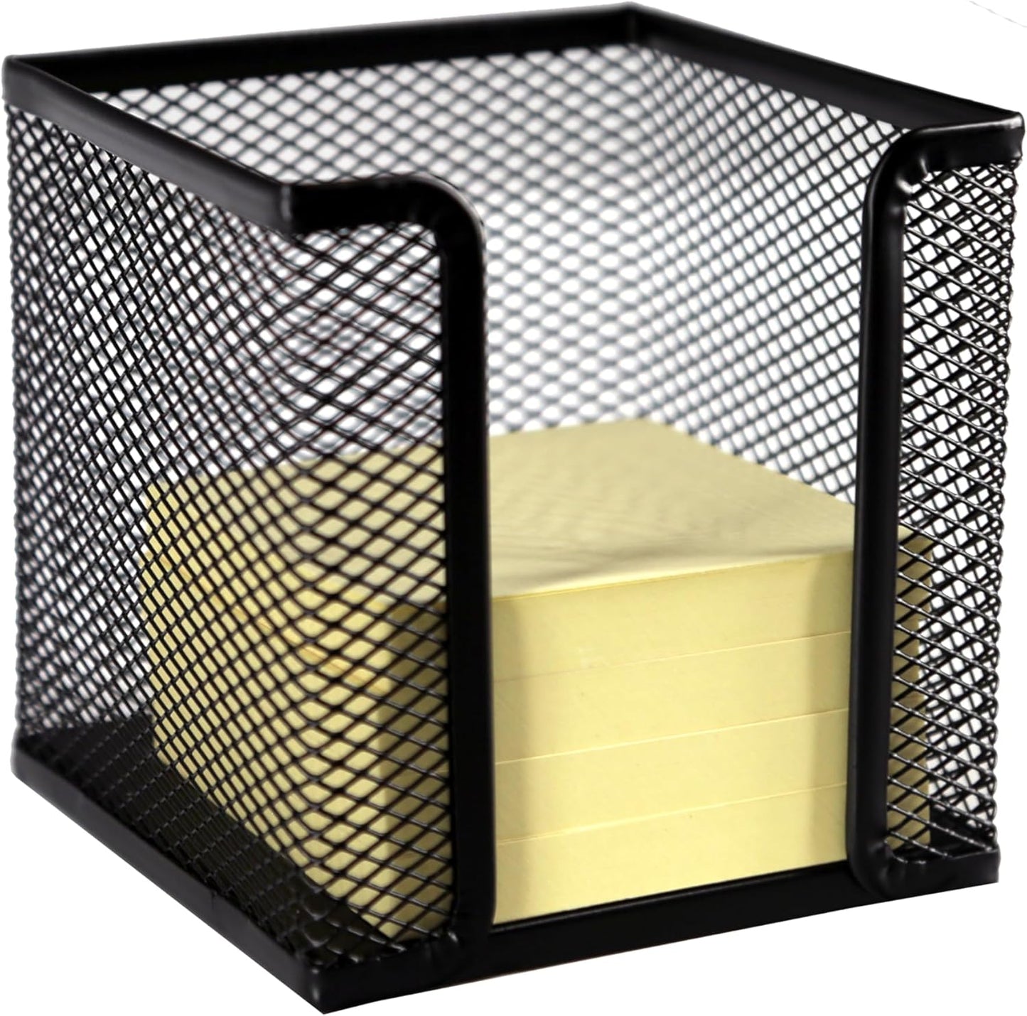 Huron Desktop Desk Sticky Note Pad Memo Note Cube Holder Dispenser for Office Home School, Black Metal Mesh (1/4/24/72) (72 pc)