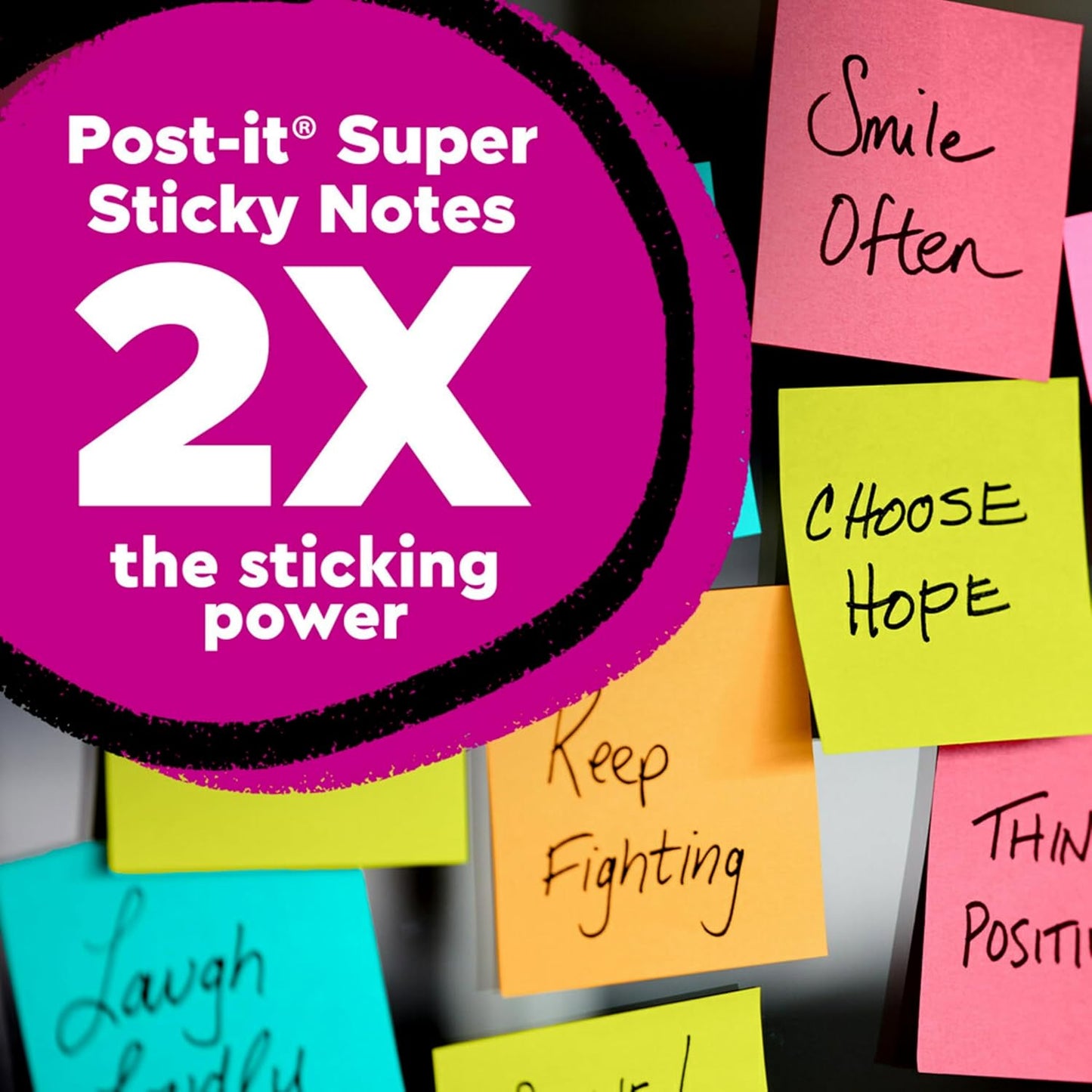 Post-it Super Sticky Notes, 4x4 in, 4 Pads, 2X The Sticking Power, Rio de Janerio Collection, Bright Colors (Orange, Pink, Blue, Green),Recyclable (675-4SSUC)