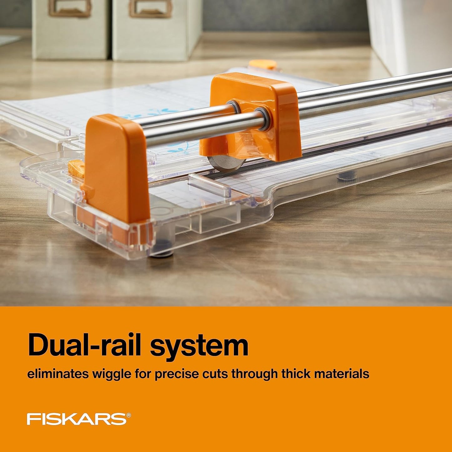 Fiskars ProCision Rotary Bypass Paper Trimmer - 12" Cut Length - Craft Paper and Mixed Media Cutter with Grid Lines - Orange
