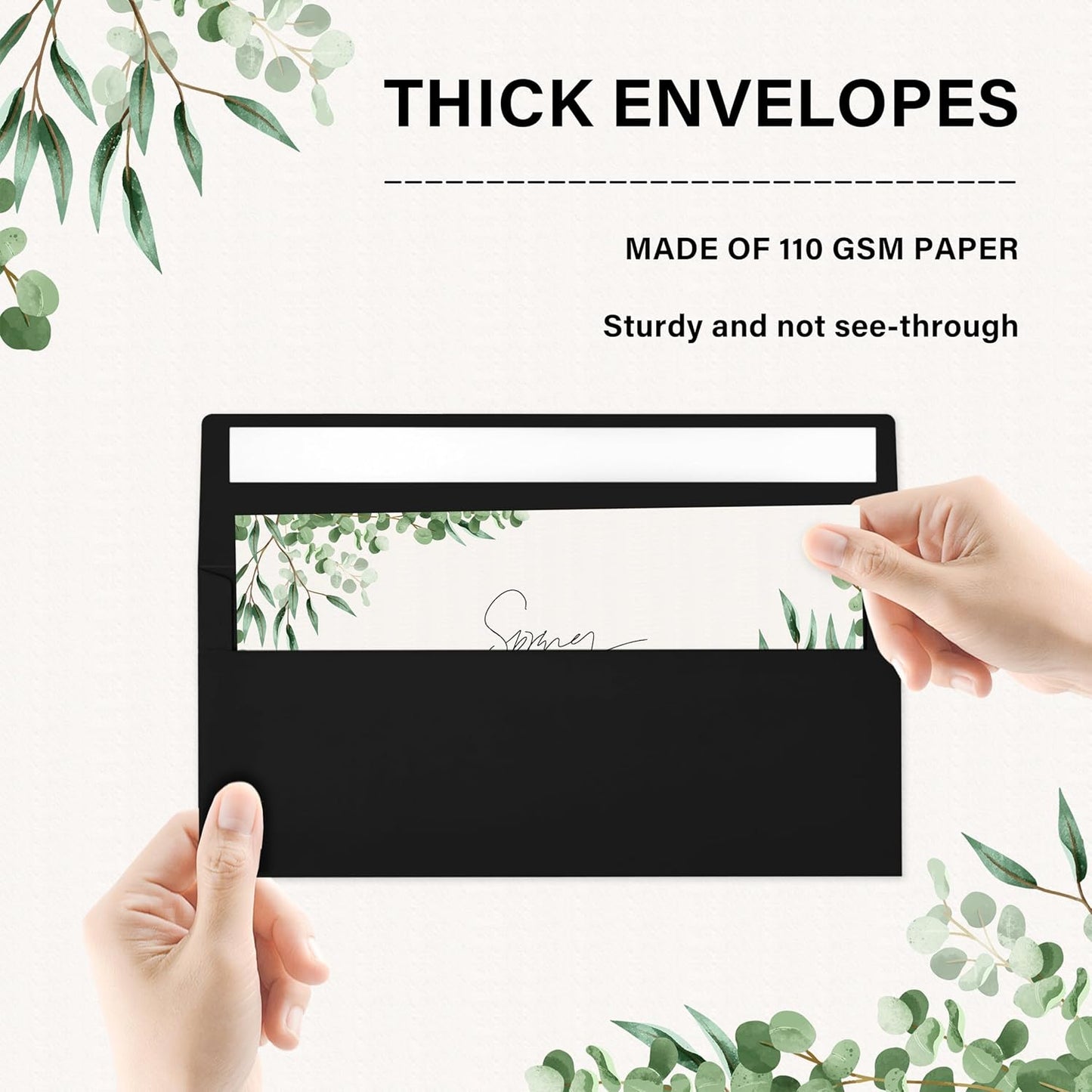 100 Pack #10 Business Envelopes, Self Seal Standard Black Envelopes for Secure Business & Legal Mailing, Office, Checks, Letter, Invoices, 4 1/8 x 9 1/2 Inches