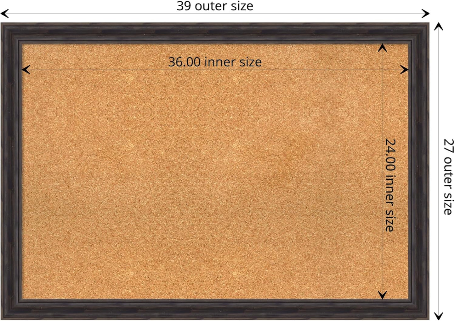 Amanti Art Natural Cork Board for Wall, 27x39 Vision Board with Brown Wood Frame, Large Corkboard Office Decor for Home Organization, Rustic Farmhouse Corkboard Pinboard to display items for home