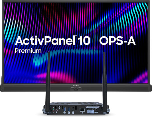 ActivPanel 10 Premium 86" High Specification Digital Whiteboard for Office or Class, 4K UHD, OS Flexible Device, Panel & Wall Mount Included, Bundled 4GB Android OPS, 3 Year Onsite Support