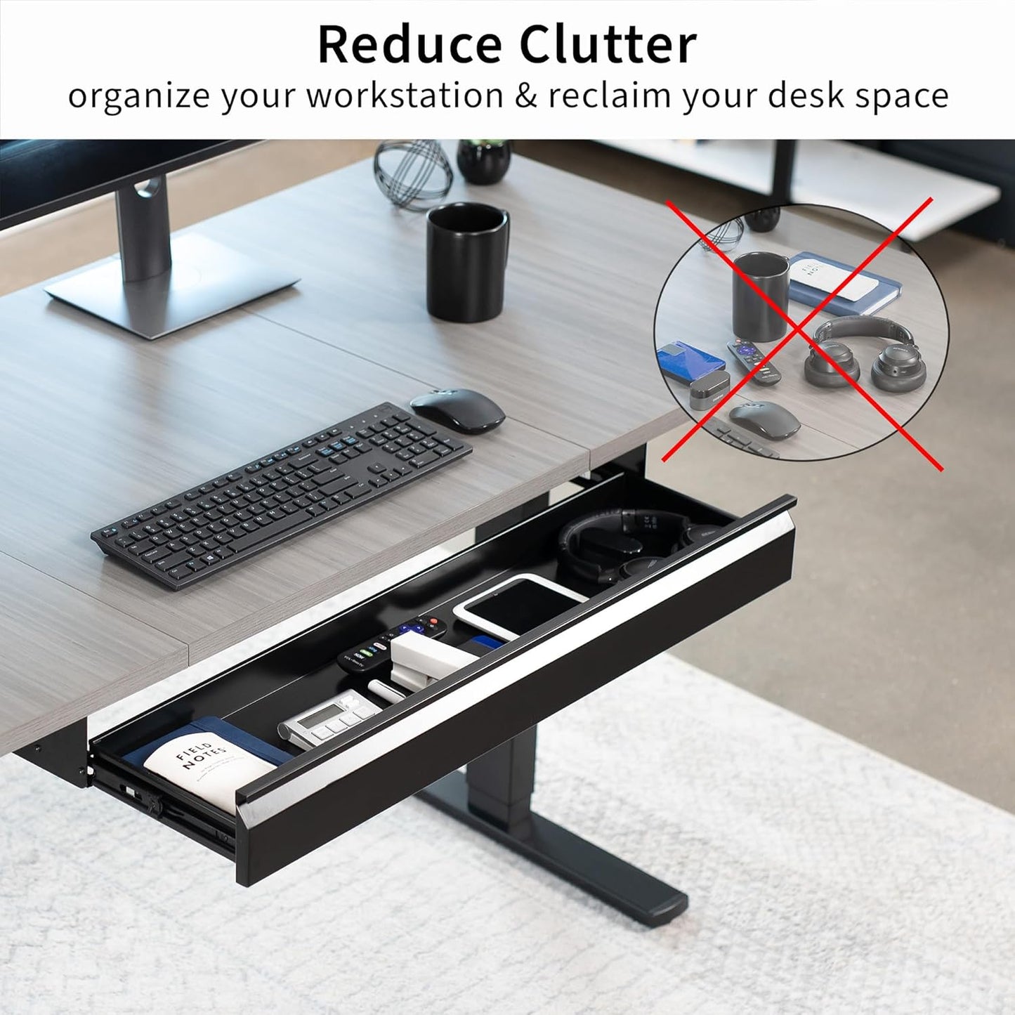 VIVO 33 inch Under Desk Slide Out Drawer without Shell, Home Office Storage Organizer, Black, DESK-AC03A-33B