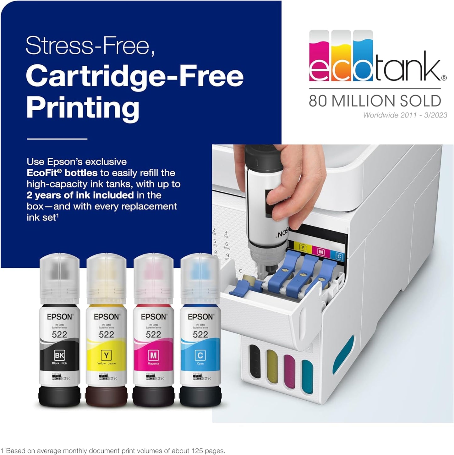 Epson EcoTank ET-4800 Wireless All-in-One Cartridge-Free Supertank Printer & EcoTank ET-M1170 Wireless Monochrome Supertank Printer with Ethernet Plus 2 Years of Unlimited Ink*,White