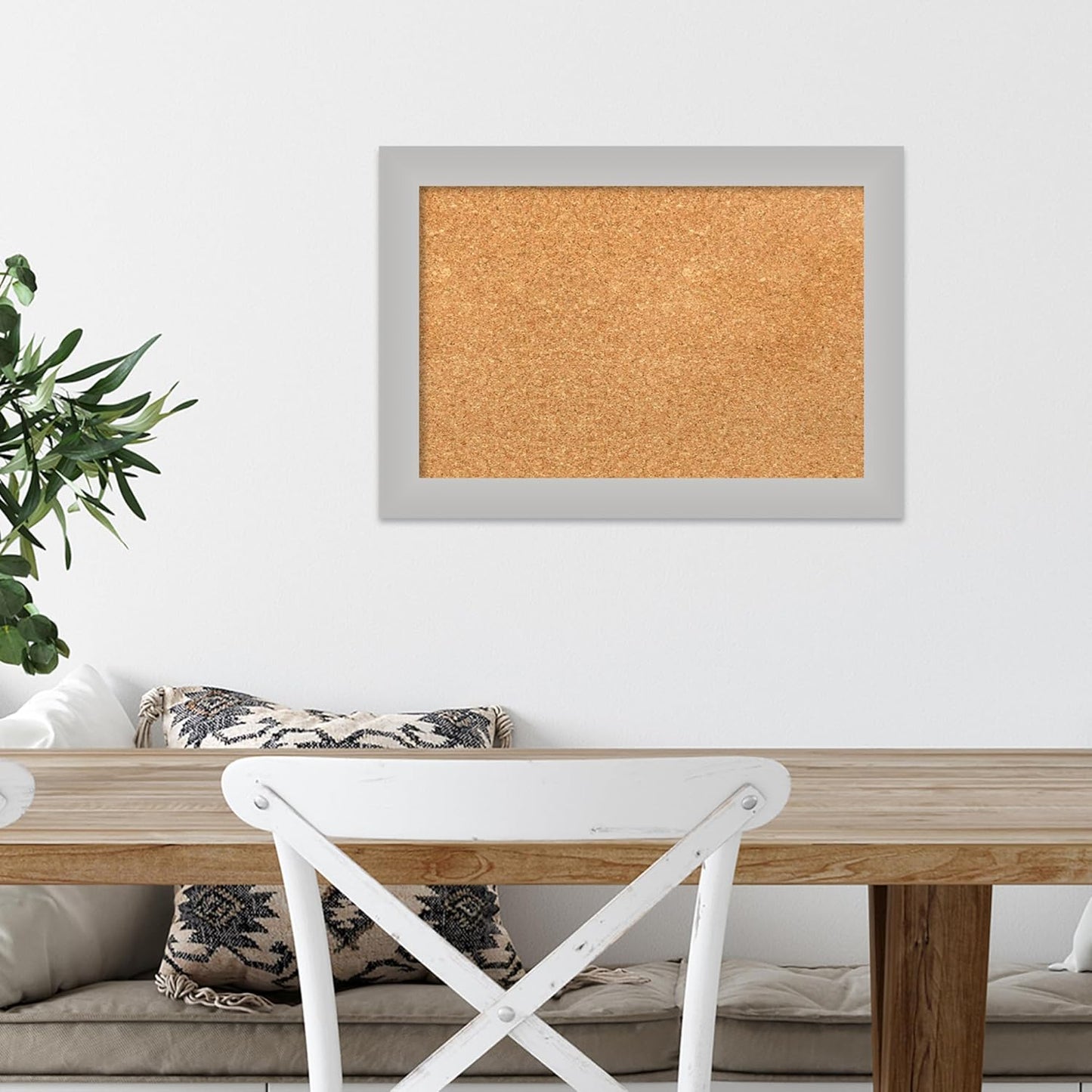 Amanti Art Natural Cork Board for Wall, 15x21 Vision Board with Silver Wood Frame, Small Corkboard Office Decor for Home Organization, Modern Corkboard Pinboard to Display Items for Home Organization