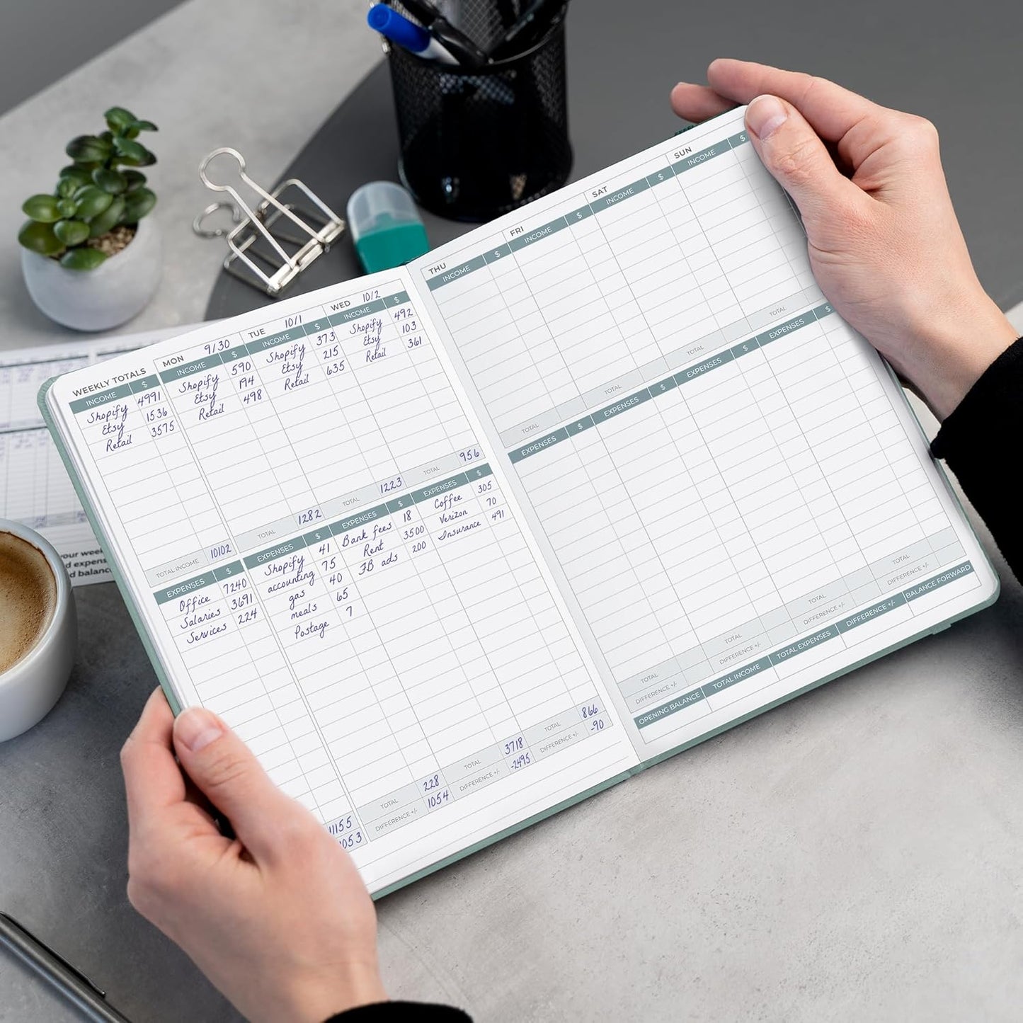 Clever Fox Income & Expense Tracker – Accounting & Bookkeeping Ledger Book for Small Business – 1-Year Record Notebook, A5 (Blue Surf)