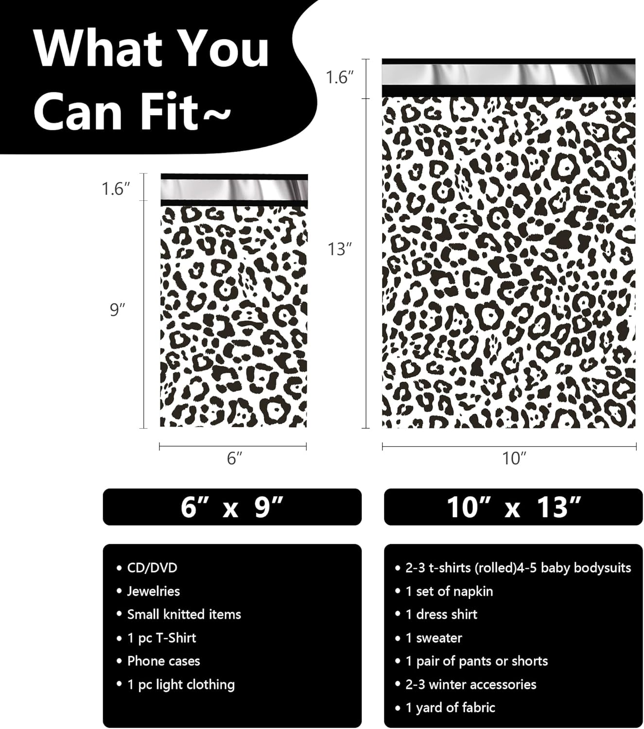 Poly Mailers10x13 Inch 25 Pcs - Leopard Printed Shipping Bags, 2.4mil Thickness, Waterproof and Tear Resistant Mailing Envelopes, Self-Sealing Packaging Bags for Small Business