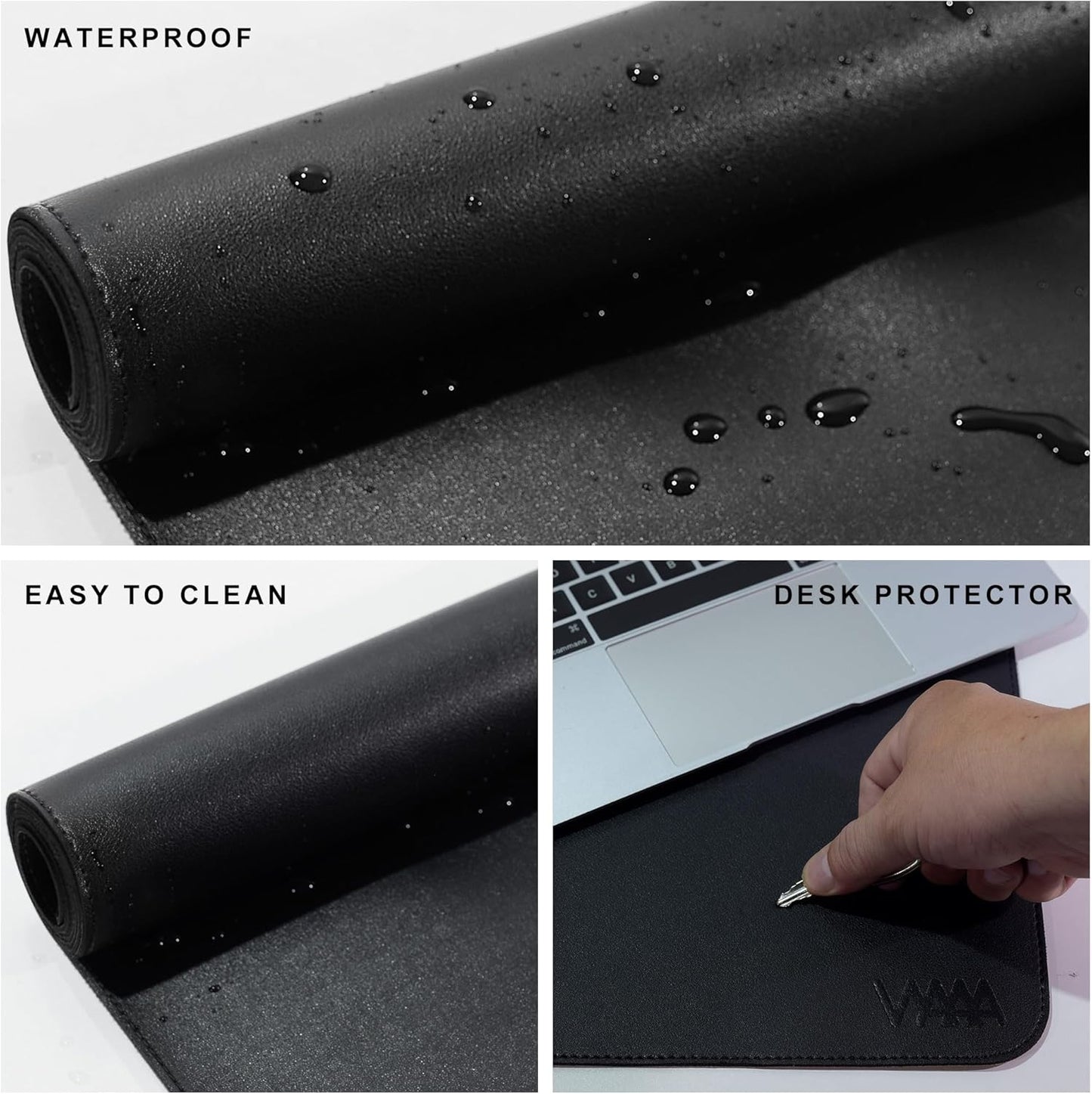 Vyaaa 78.7"x39.3" PU Leather Large Desk Mat (Black) - XXL Extended Mouse pad, Office Desk Protector, Non-Slip Computer Desk pad for Office, Gaming, Home