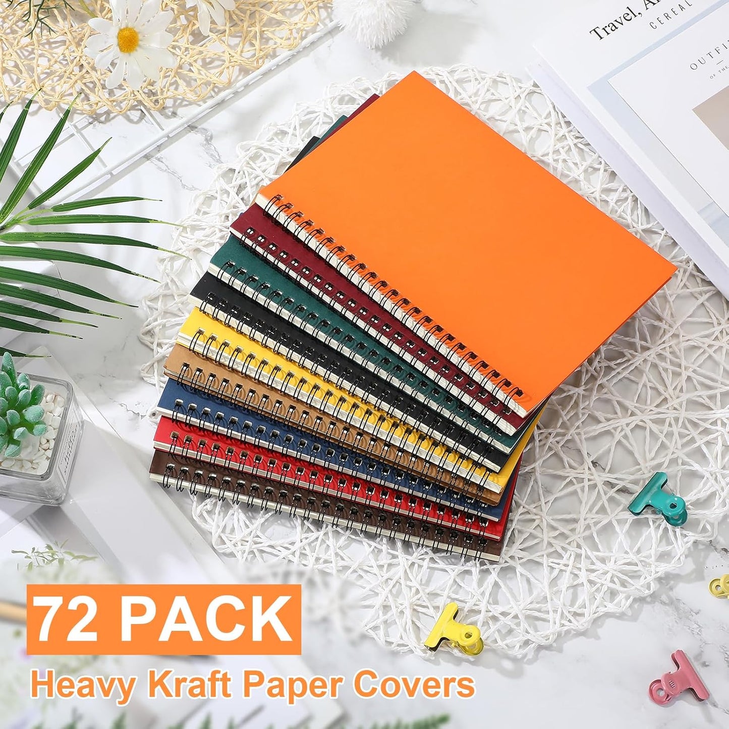 Yahenda Spiral Notebook Bulk A5 Journal Lined 8.3'' x 5.5'' Writing Composition Paper Small Notepad Subject Notebook for Students Office Business Back to School Supplies(Multi Color,72 Pcs)