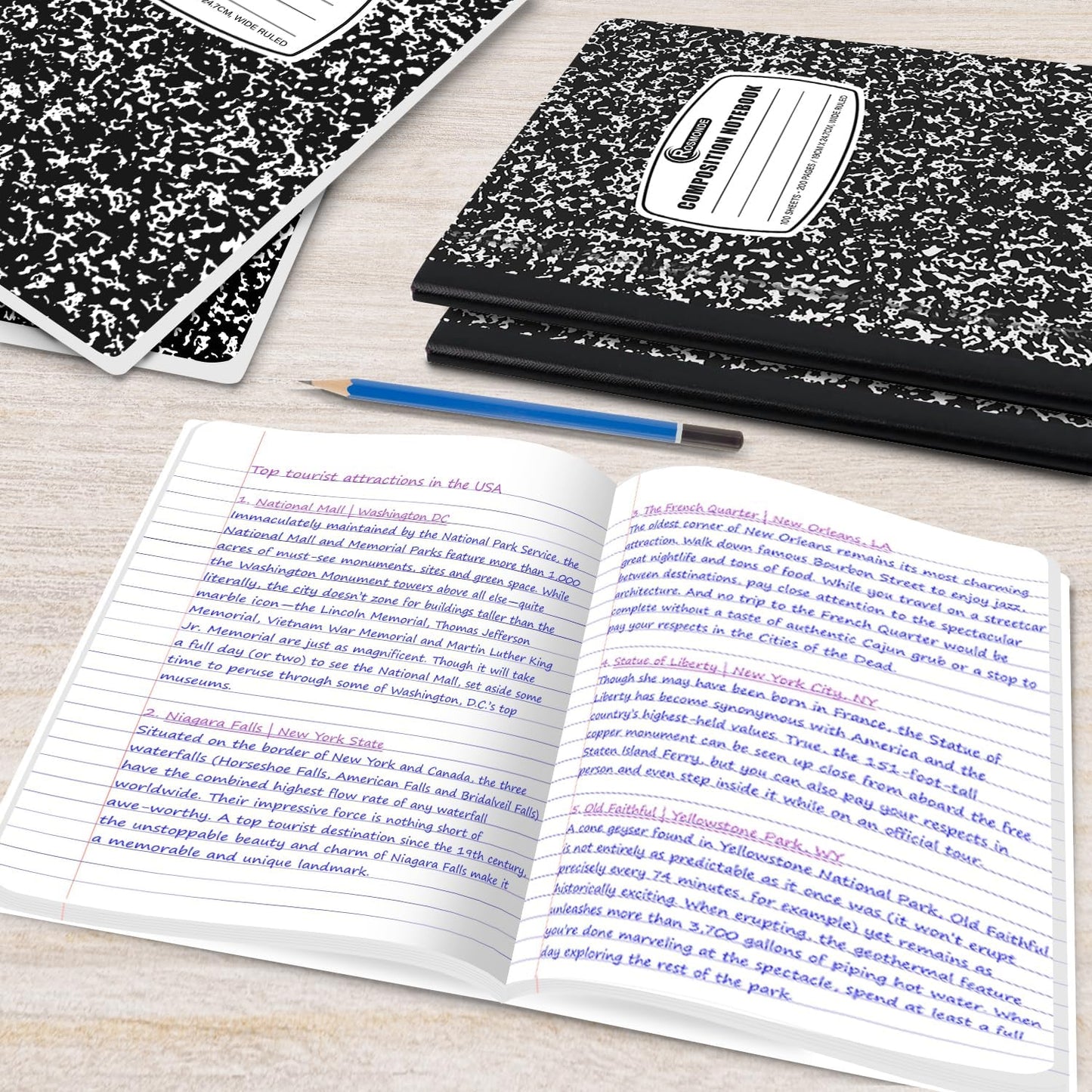 2000 Pack (Pallet) Composition Notebooks Bulk, Wide Ruled, Full Pallet of Notebooks, 200 Pages (100 Sheets), 9-3/4 x 7-1/2, Bulk Notebooks for School, Bulk Office Notebooks, 4-7 Days Transit