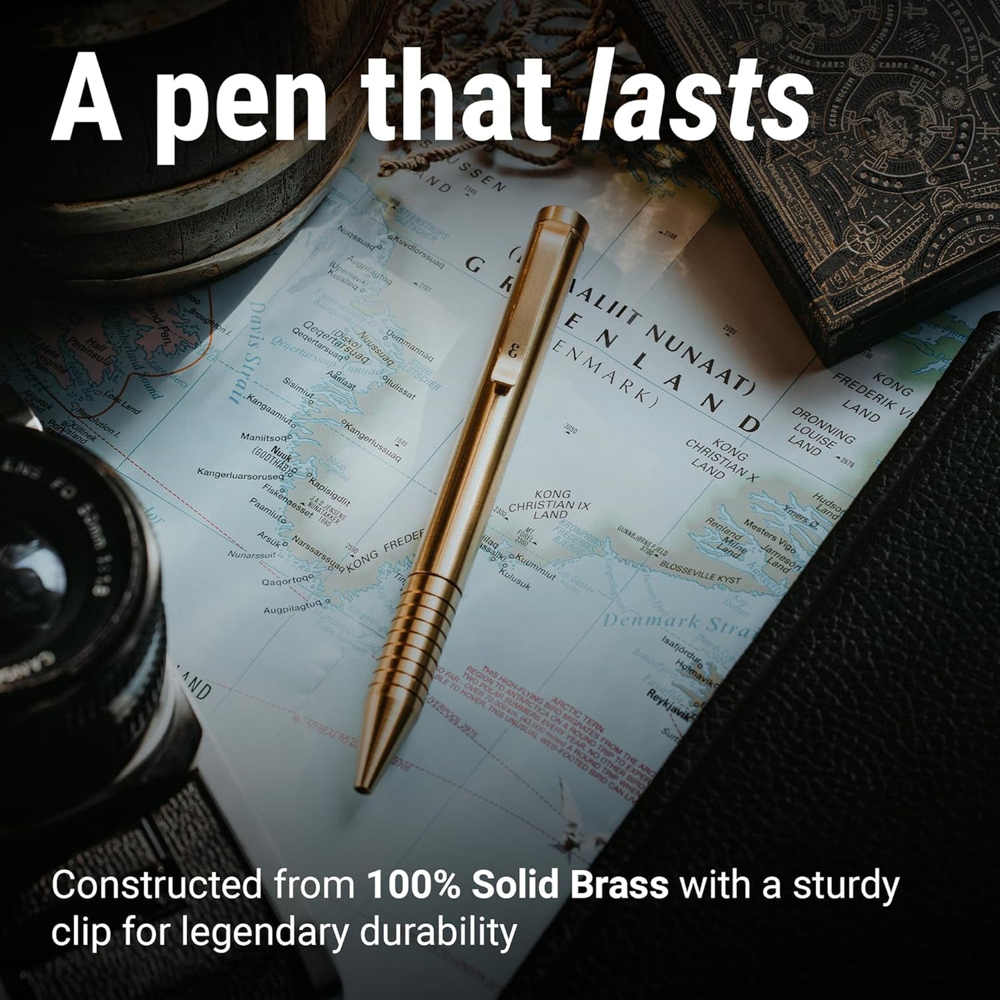 Everyman Brass Grafton Mini Twist EDC Pen with Refillable, Pocket-Size Metal Body, Luxury Mini EDC Ink Pen, Cartridge Compatible Design, Ideal Gift for Office, Business, Executive