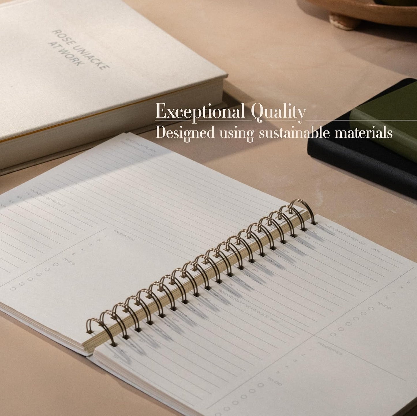 Anecdote 2026 Planner (8.5" x 10") Daily Planner Weekly Monthly Planner - 52 Weeks w/Library Buckram Cover, Brass Spiral - A4 Size Bleed-Resistant Paper – Evergreen